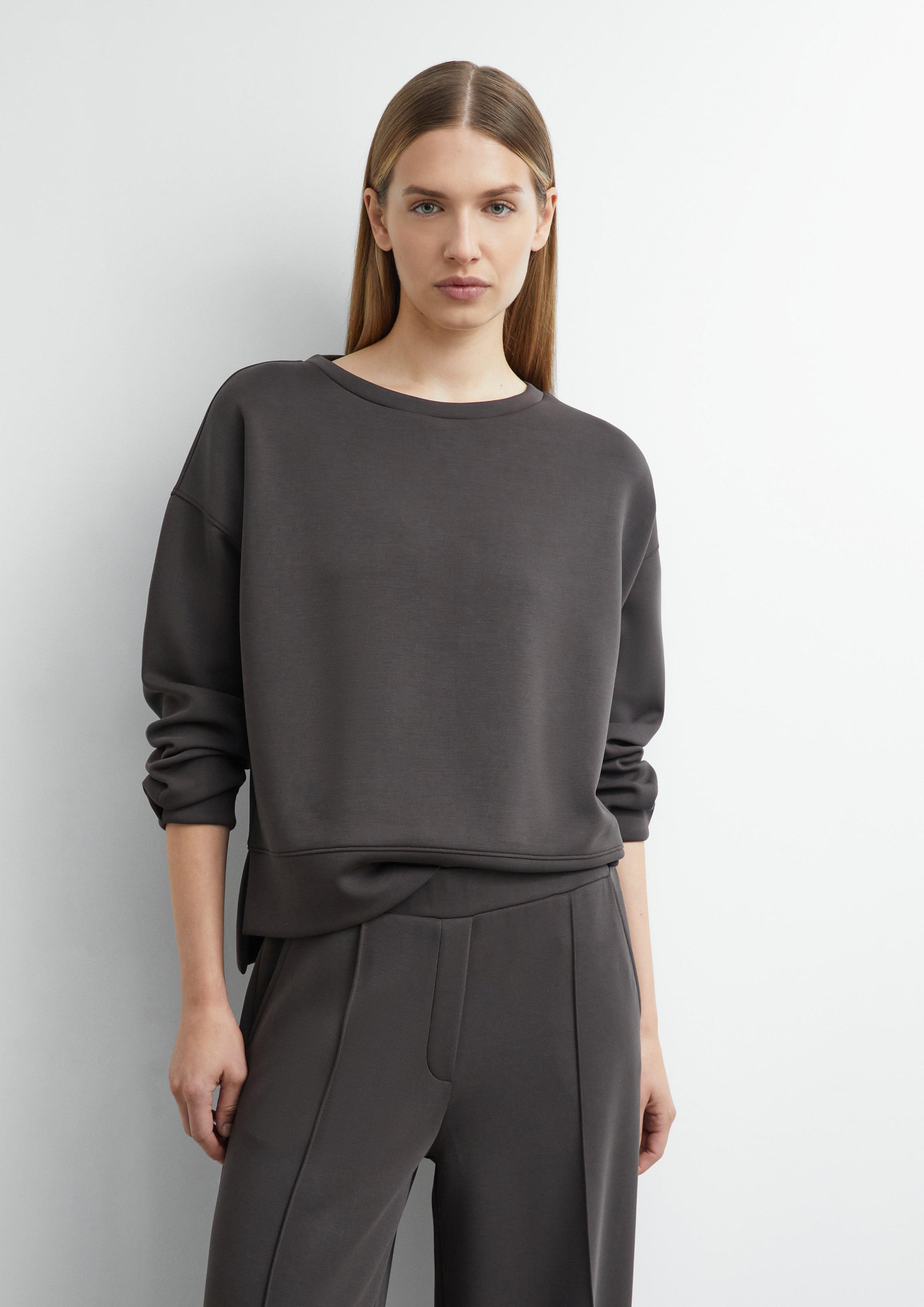 Weiches Sweatshirt mit Faltendetail in dunkelbraun von COMMA
