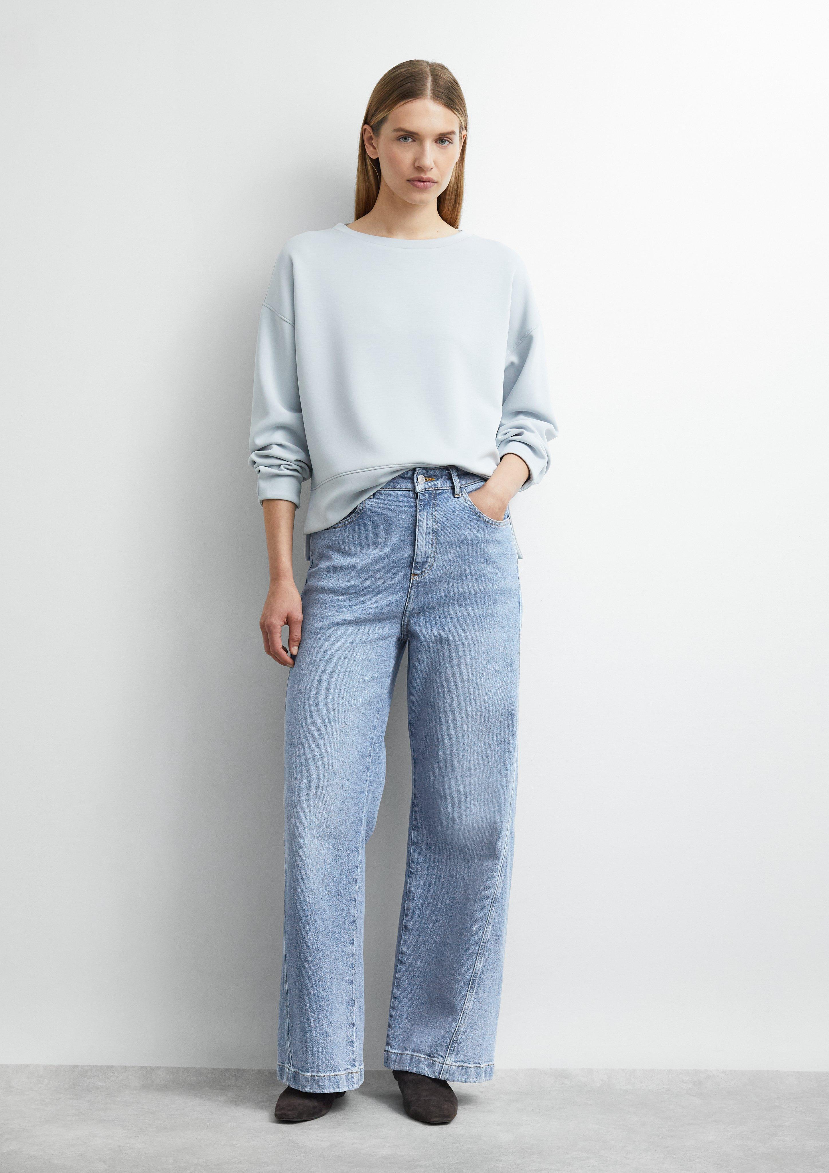 Damen Weiches Sweatshirt mit Faltendetail in blau von comma