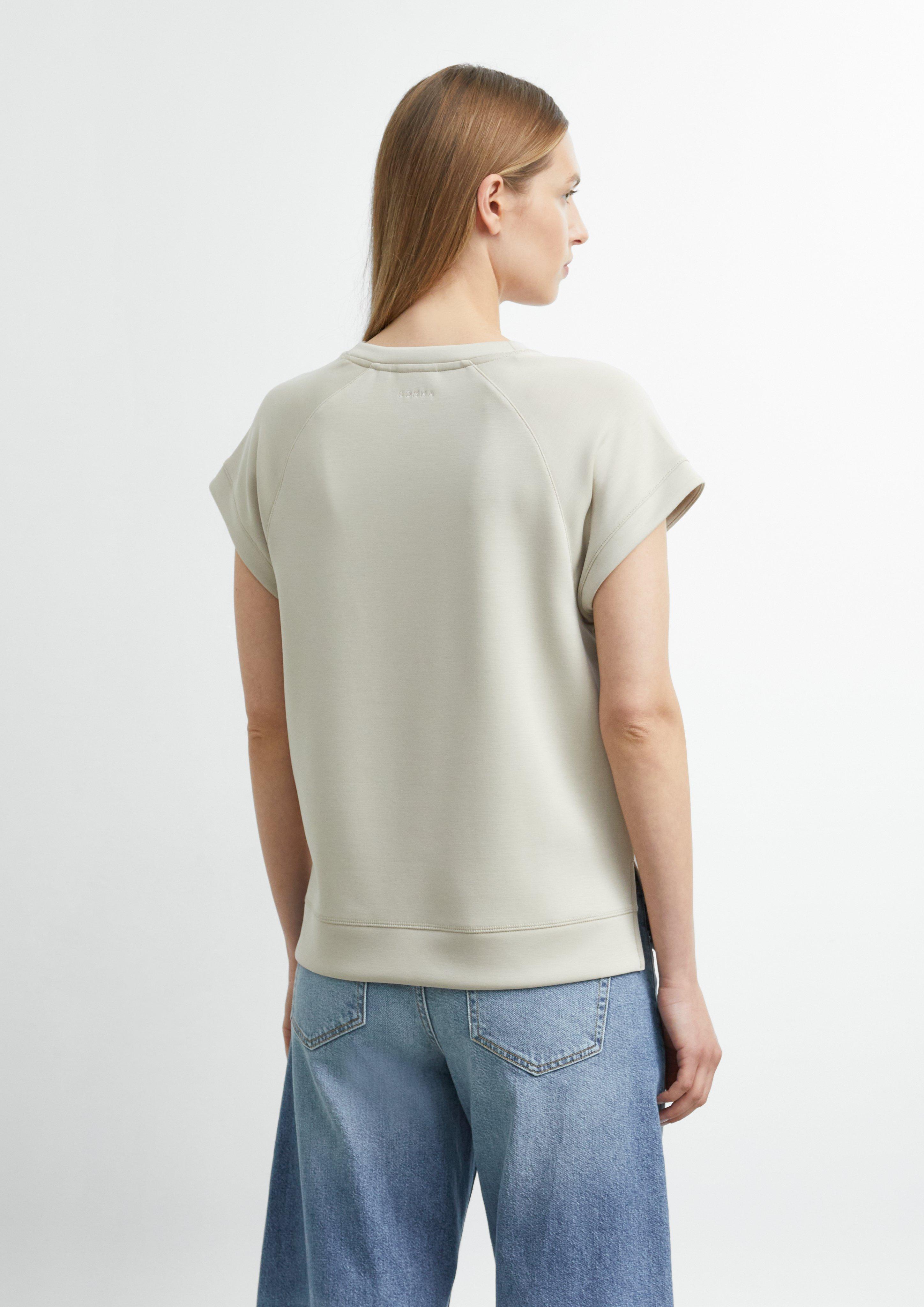 Damen Weiches Kurzarmsweatshirt in beige von comma
