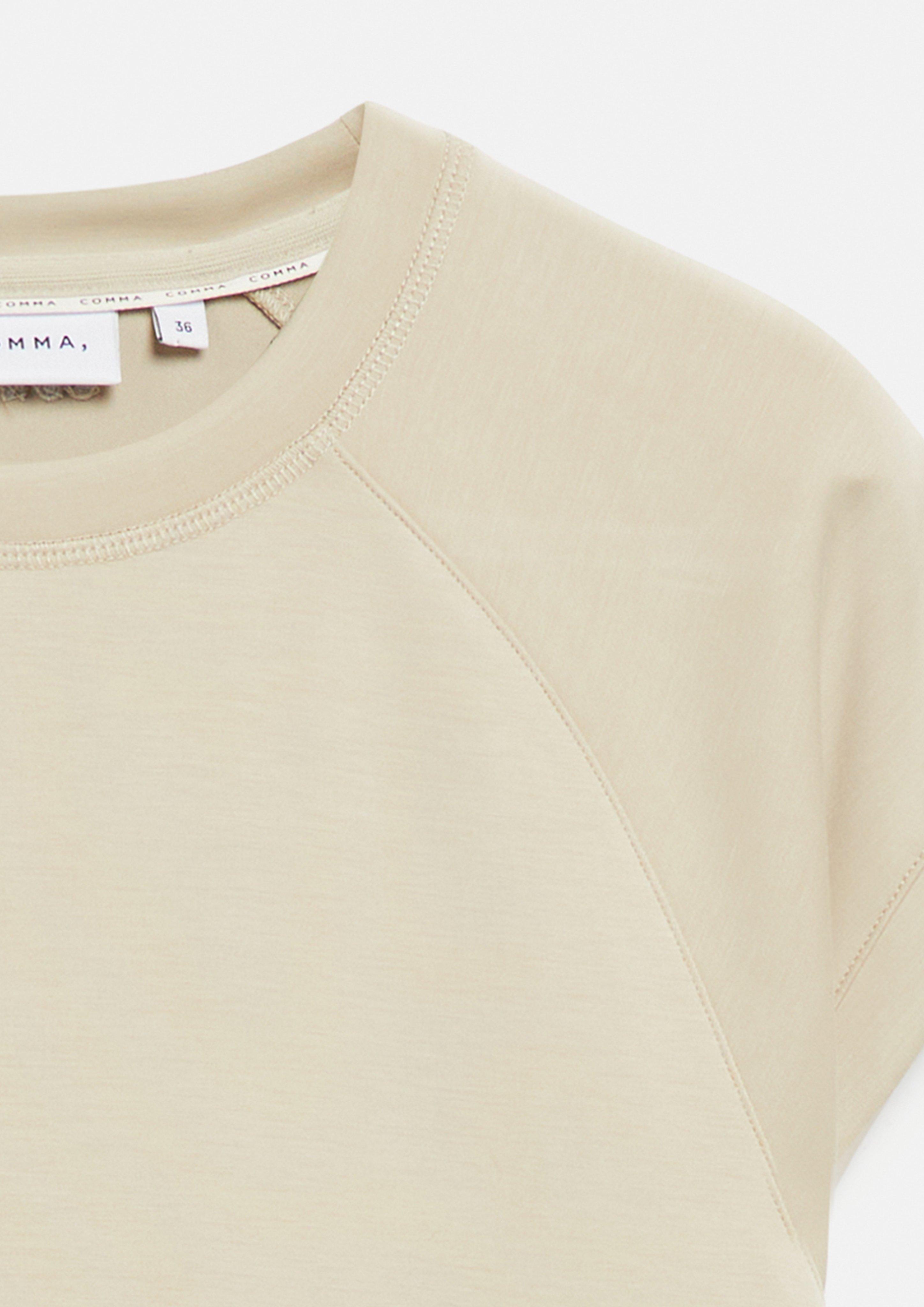 Damen Weiches Kurzarmsweatshirt in beige von comma