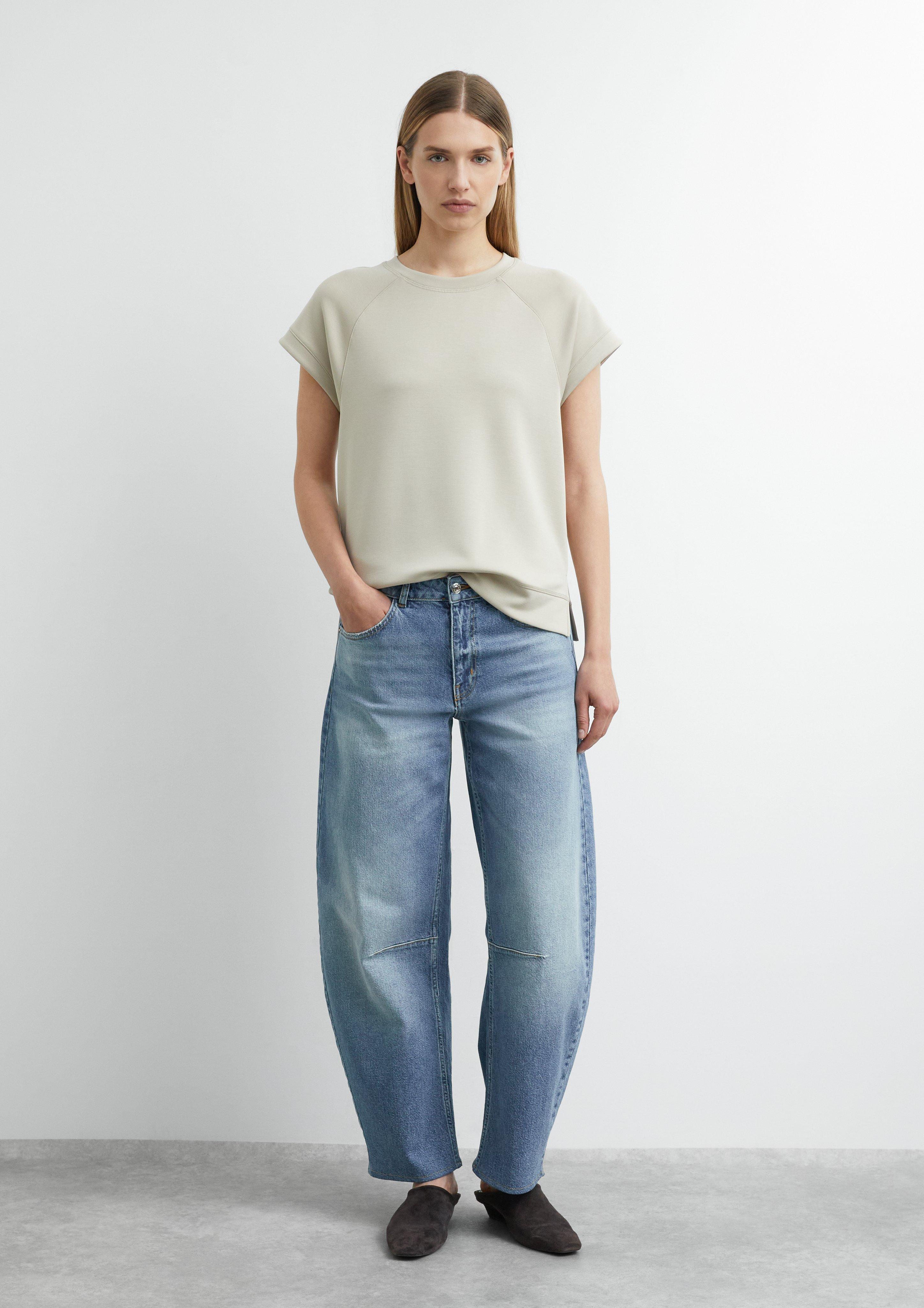 Damen Weiches Kurzarmsweatshirt in beige von comma