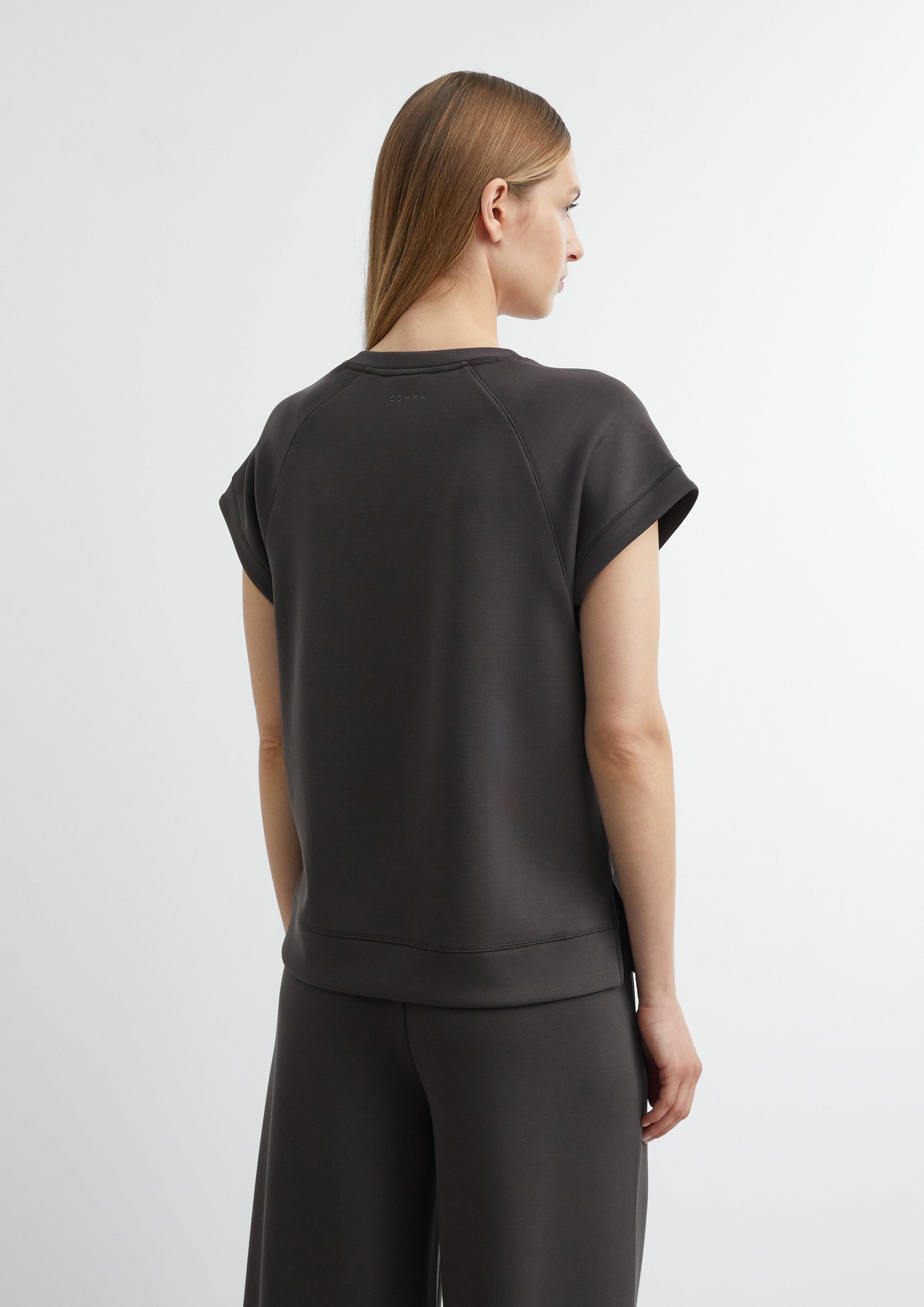 Weiches Kurzarmsweatshirt in braun von COMMA
