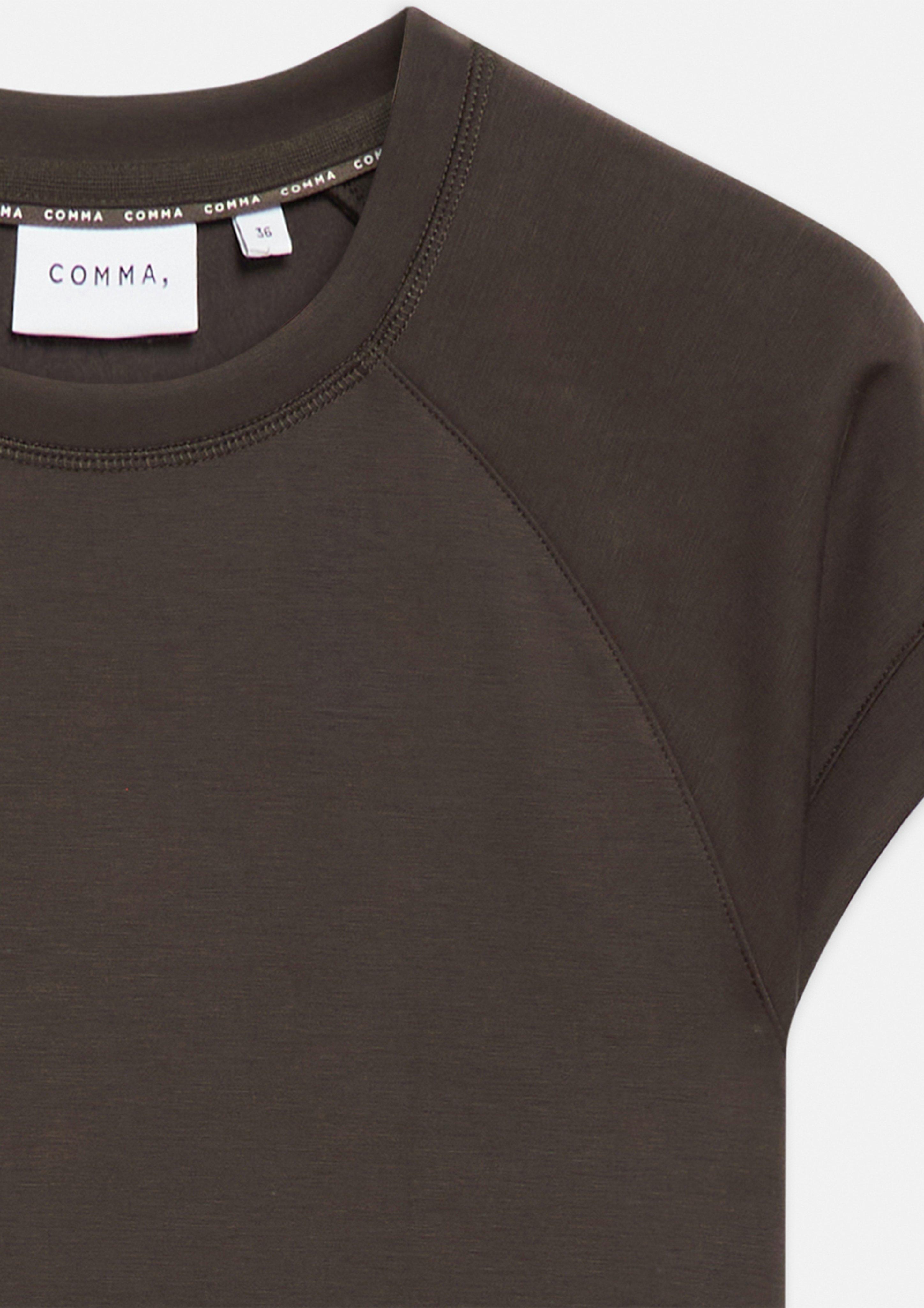 Weiches Kurzarmsweatshirt in braun von COMMA