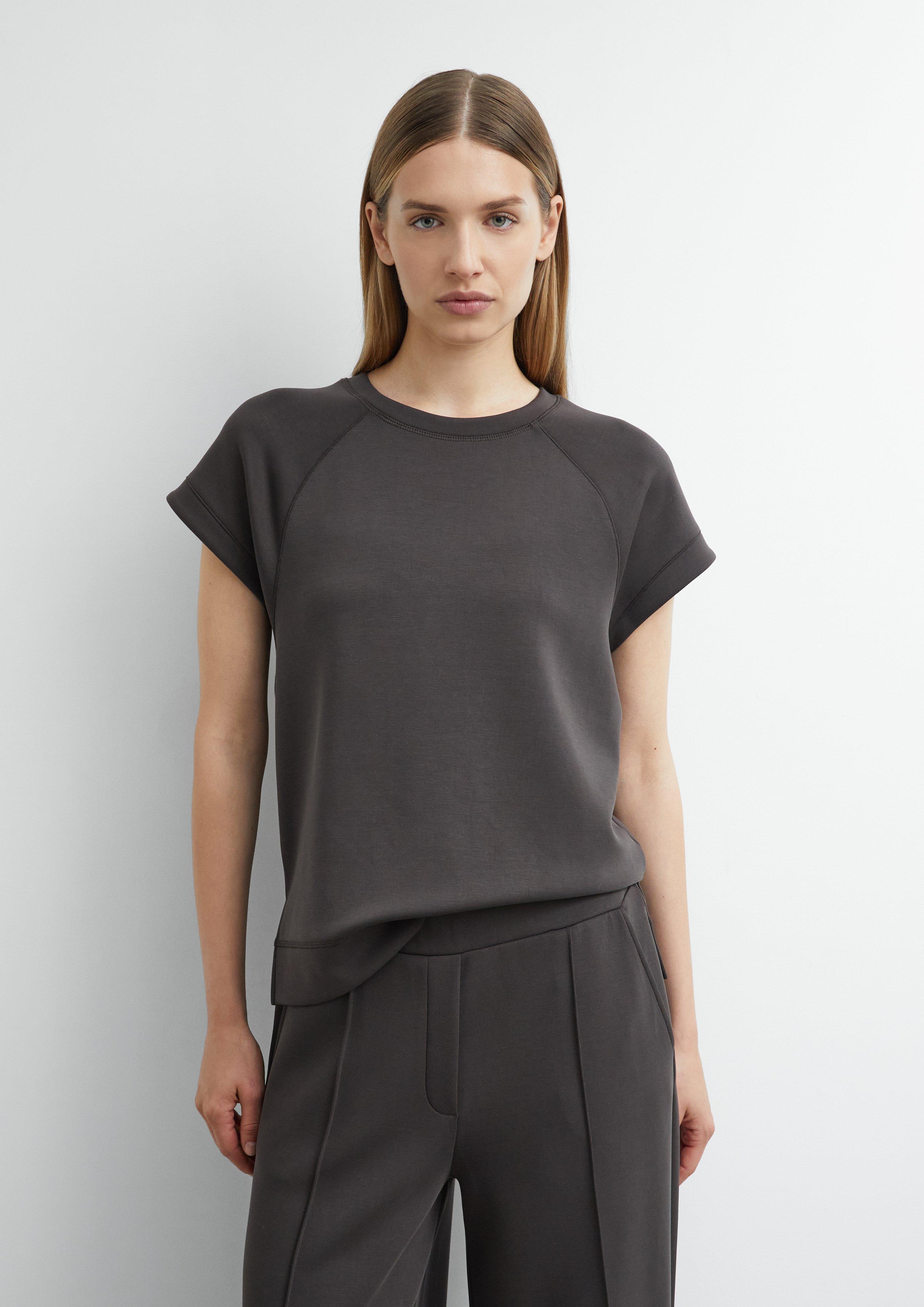 Sweat-shirt à manches courtes tout doux en marron foncé de COMMA