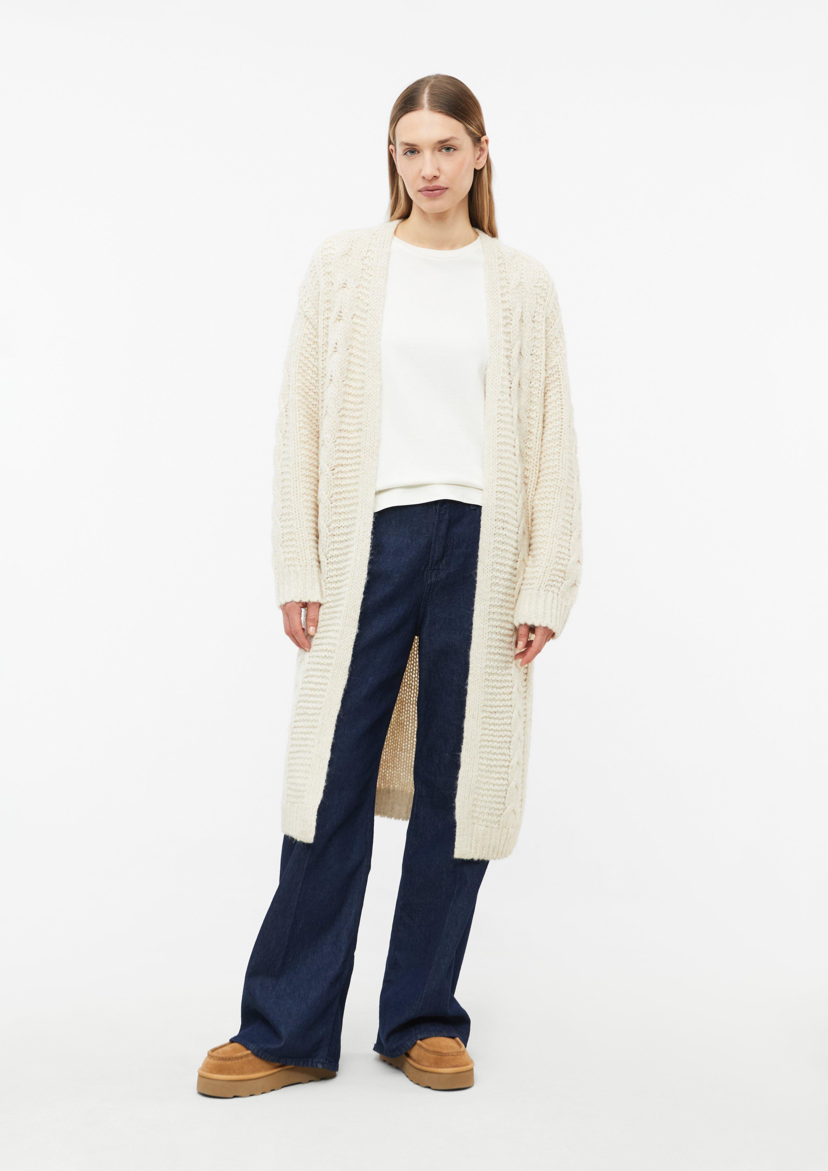 Long-Cardigan mit Zopfmuster in Farbe helles beige von s.Oliver
