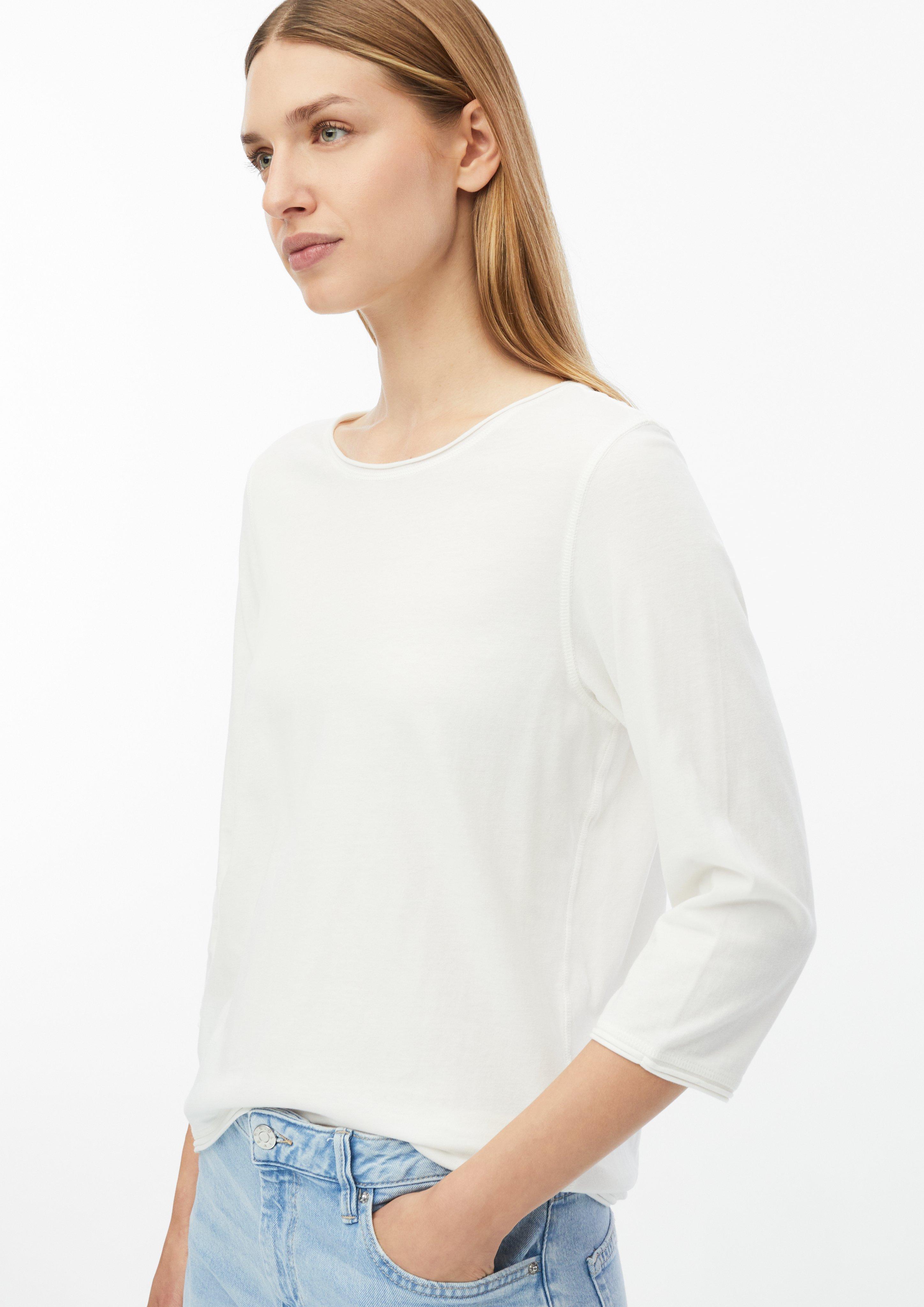 Kobiety T-shirt ze zwijaną krawędzią Relaxed Fit w kolorze kremowy od s.Oliver