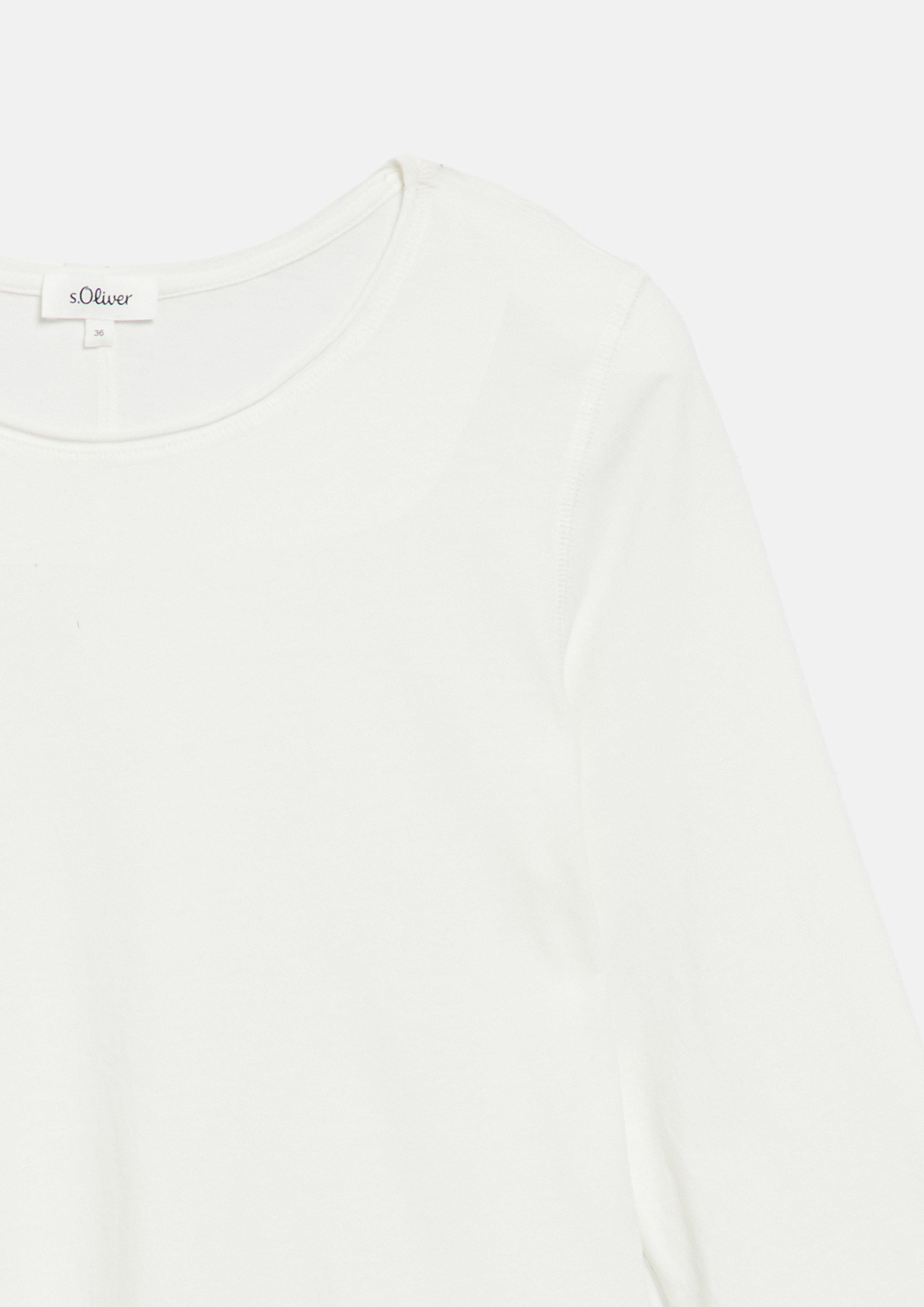 Kobiety T-shirt ze zwijaną krawędzią Relaxed Fit w kolorze kremowy od s.Oliver