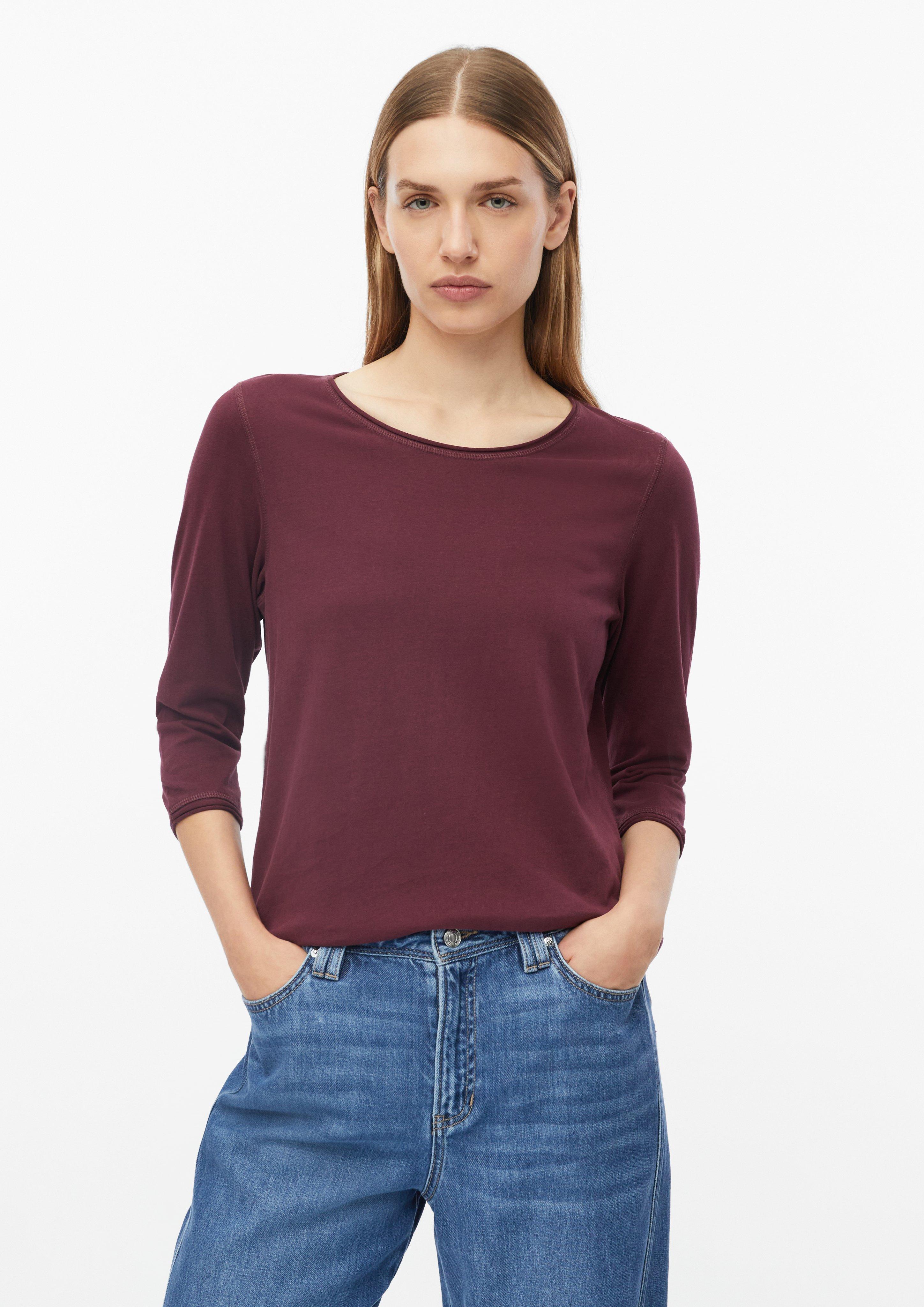 Femmes T-shirt à ourlet roulé, coupe décontractée en bordeaux de s.Oliver