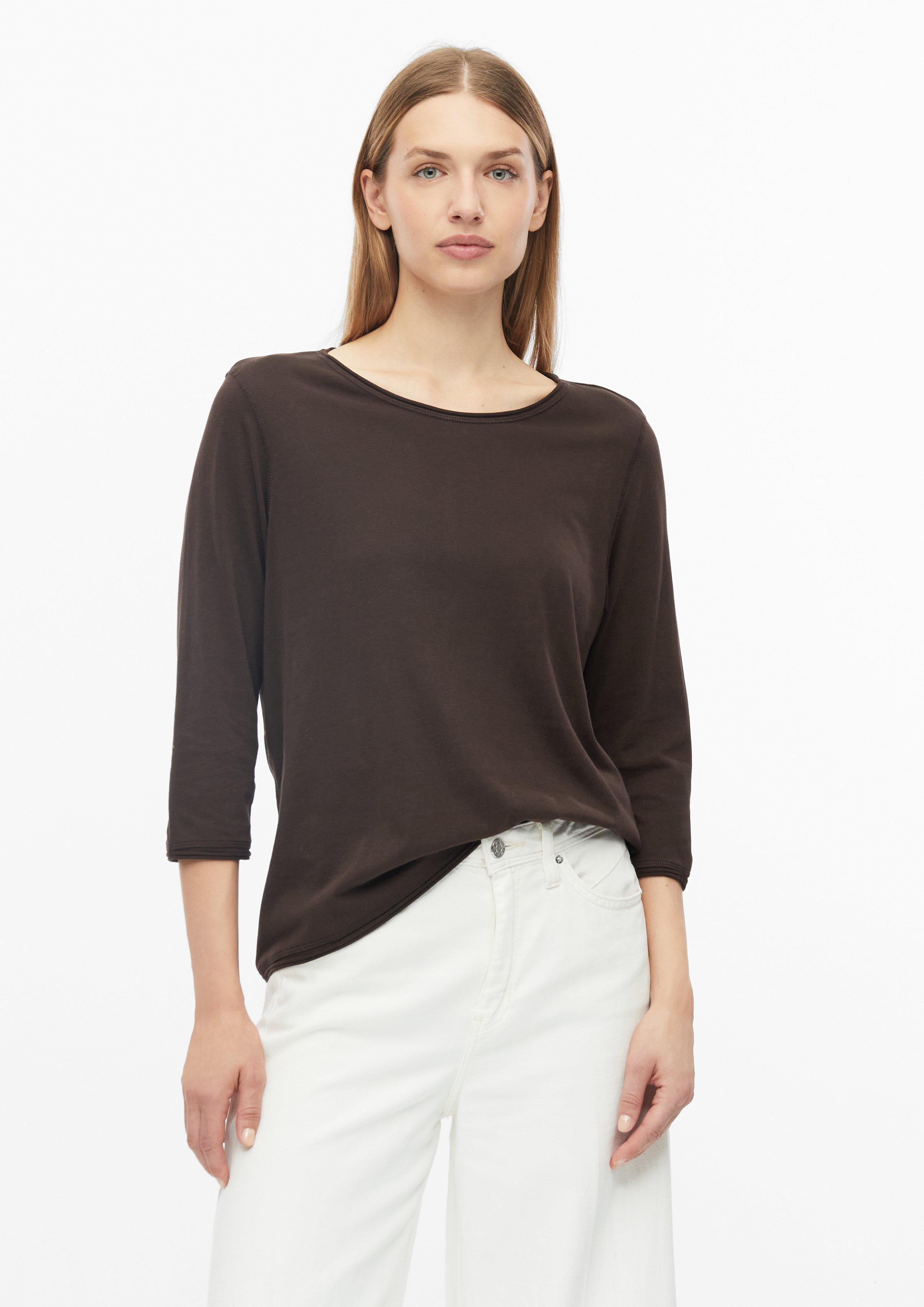 Damen T-Shirt mit Rollkante im Relaxed Fit in dunkelbraun von s.Oliver