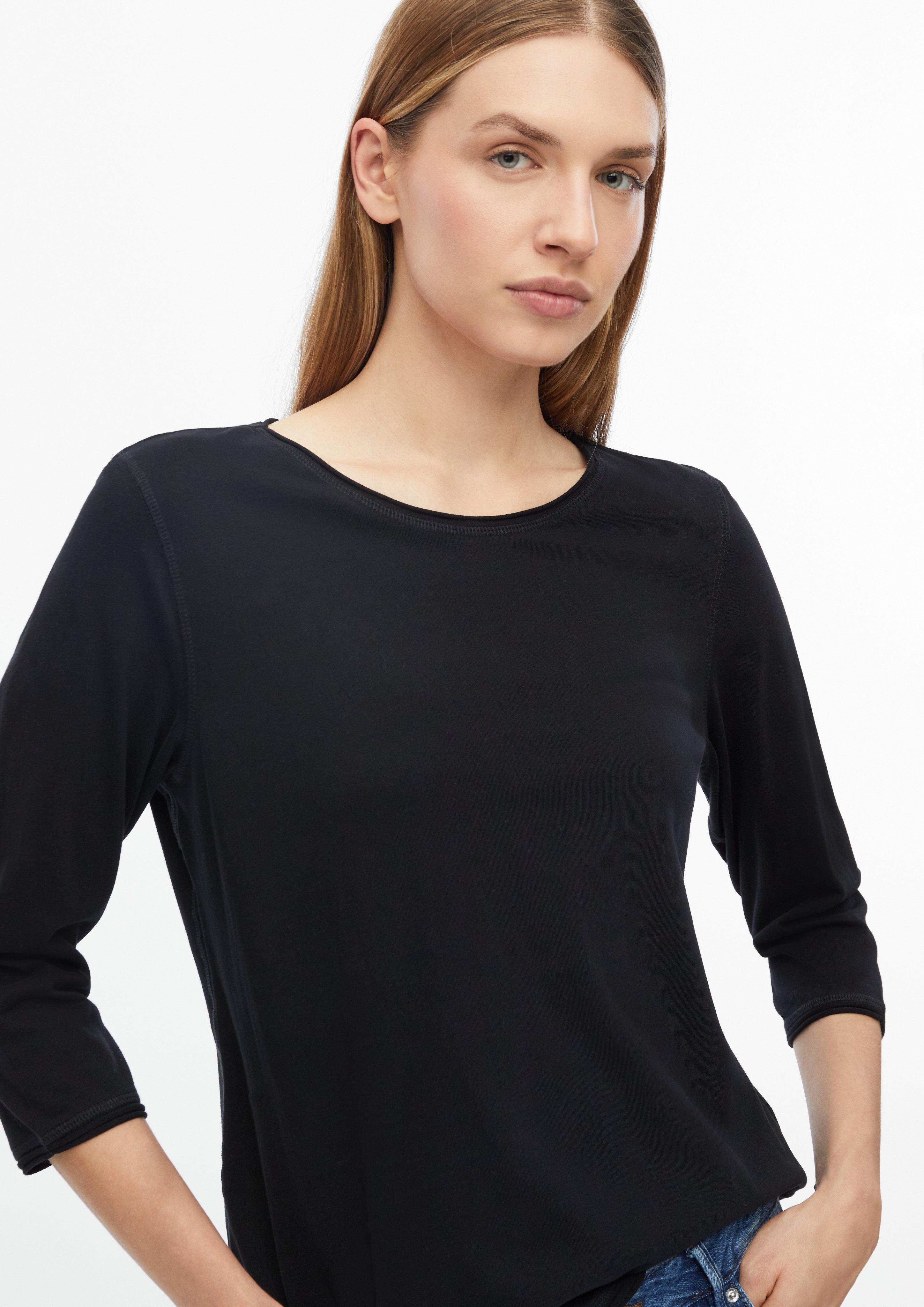 Damen T-Shirt mit Rollkante im Relaxed Fit in schwarz von s.Oliver