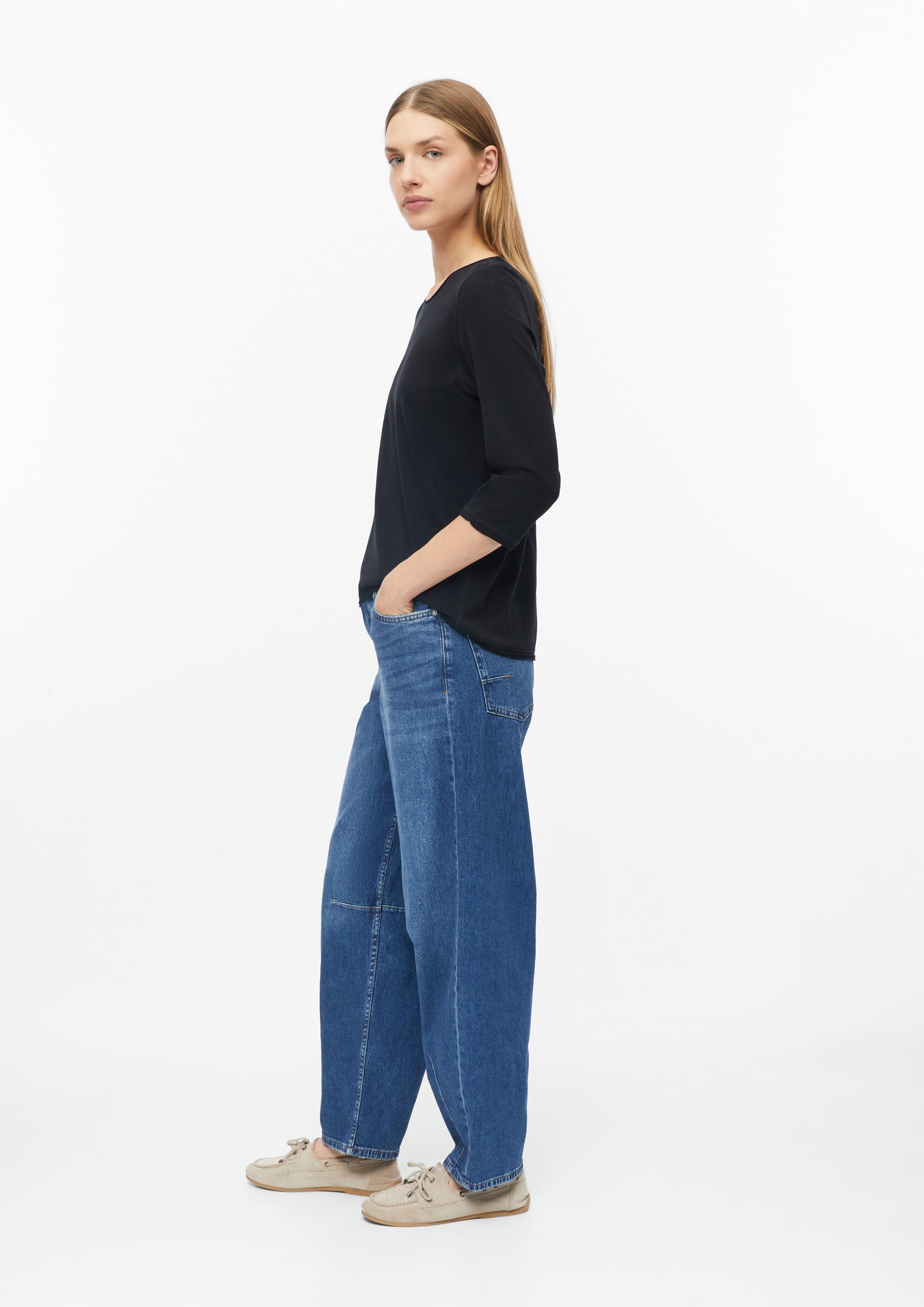 Damen T-Shirt mit Rollkante im Relaxed Fit in schwarz von s.Oliver