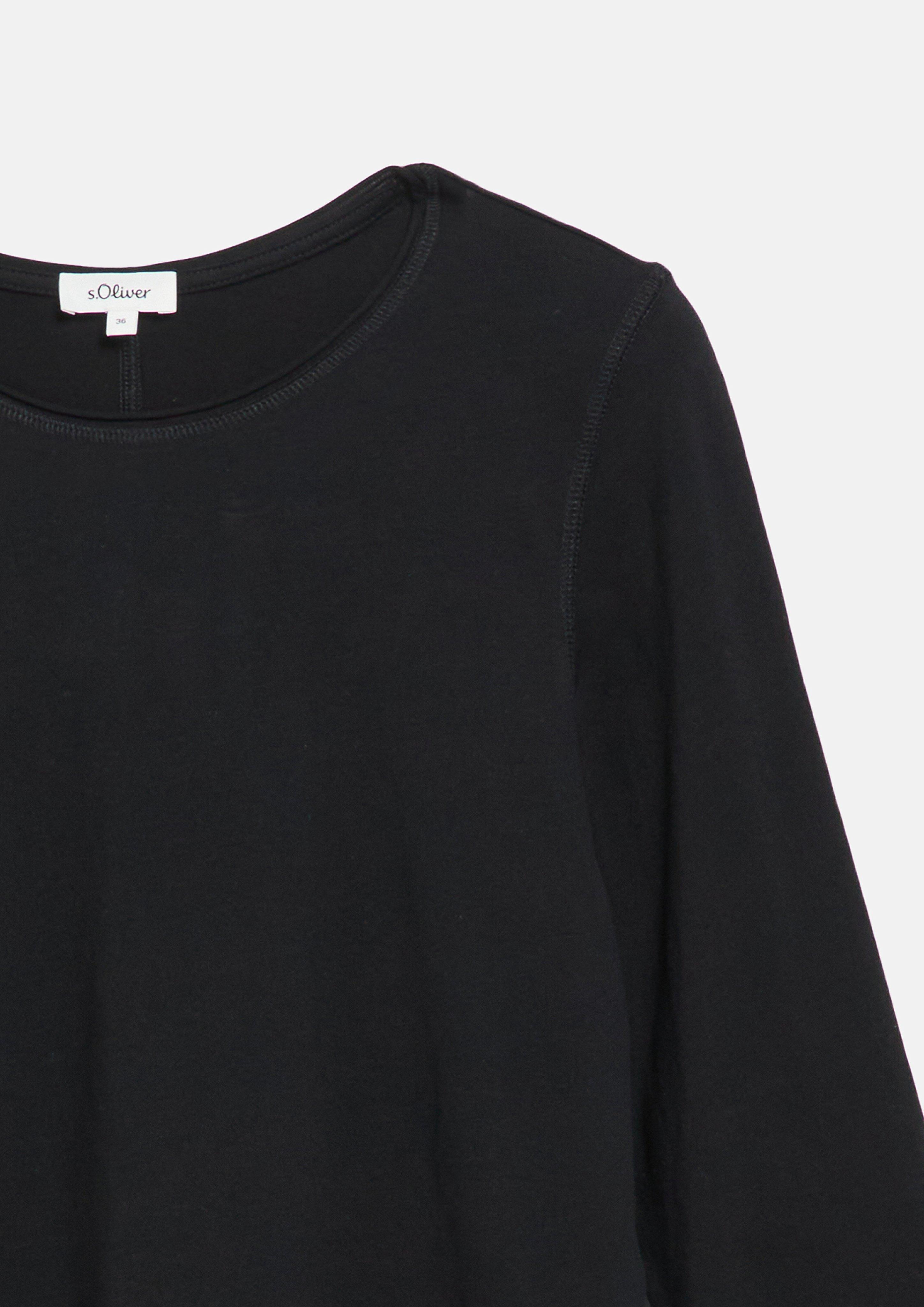 Damen T-Shirt mit Rollkante im Relaxed Fit in schwarz von s.Oliver
