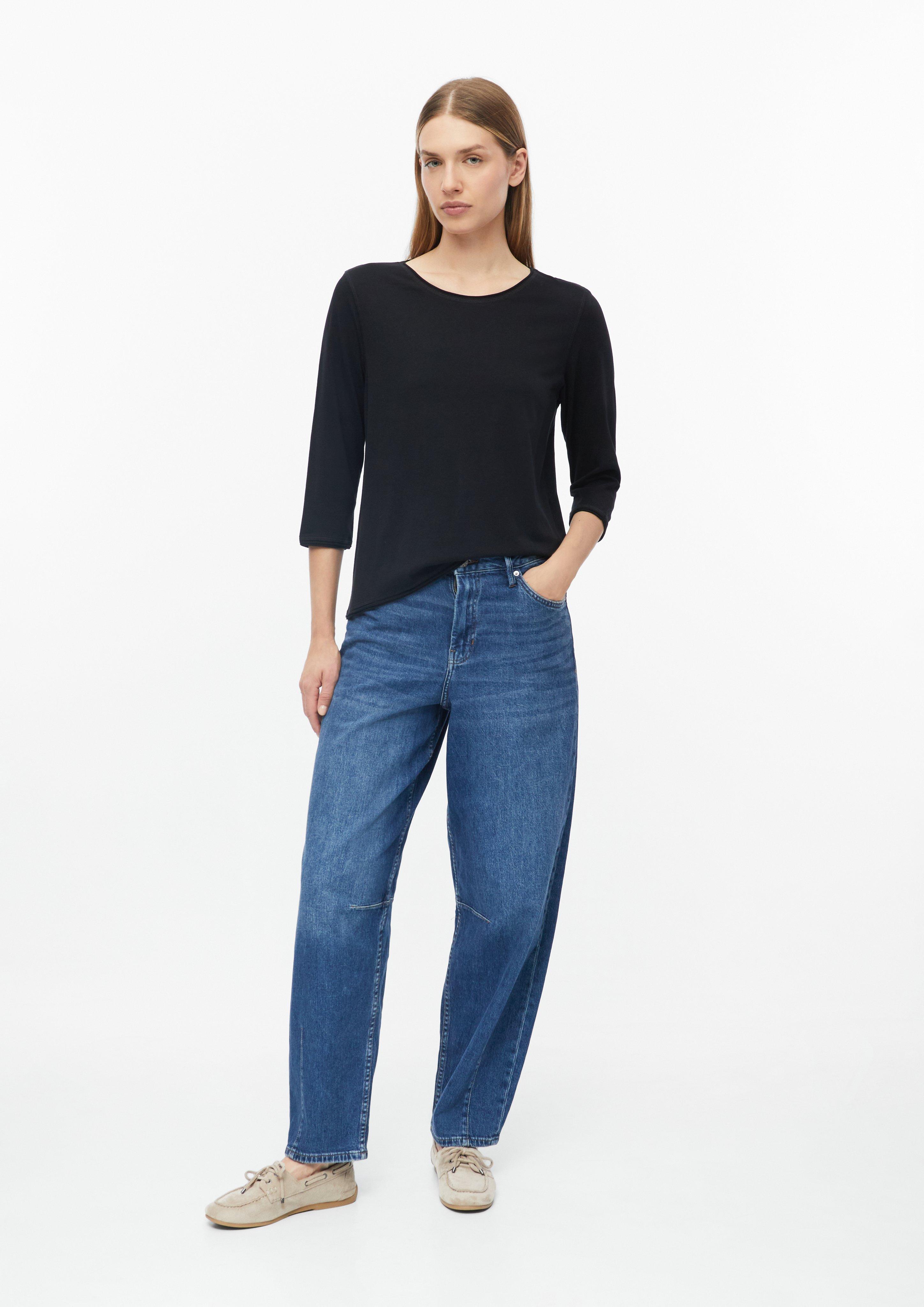 Damen T-Shirt mit Rollkante im Relaxed Fit in schwarz von s.Oliver