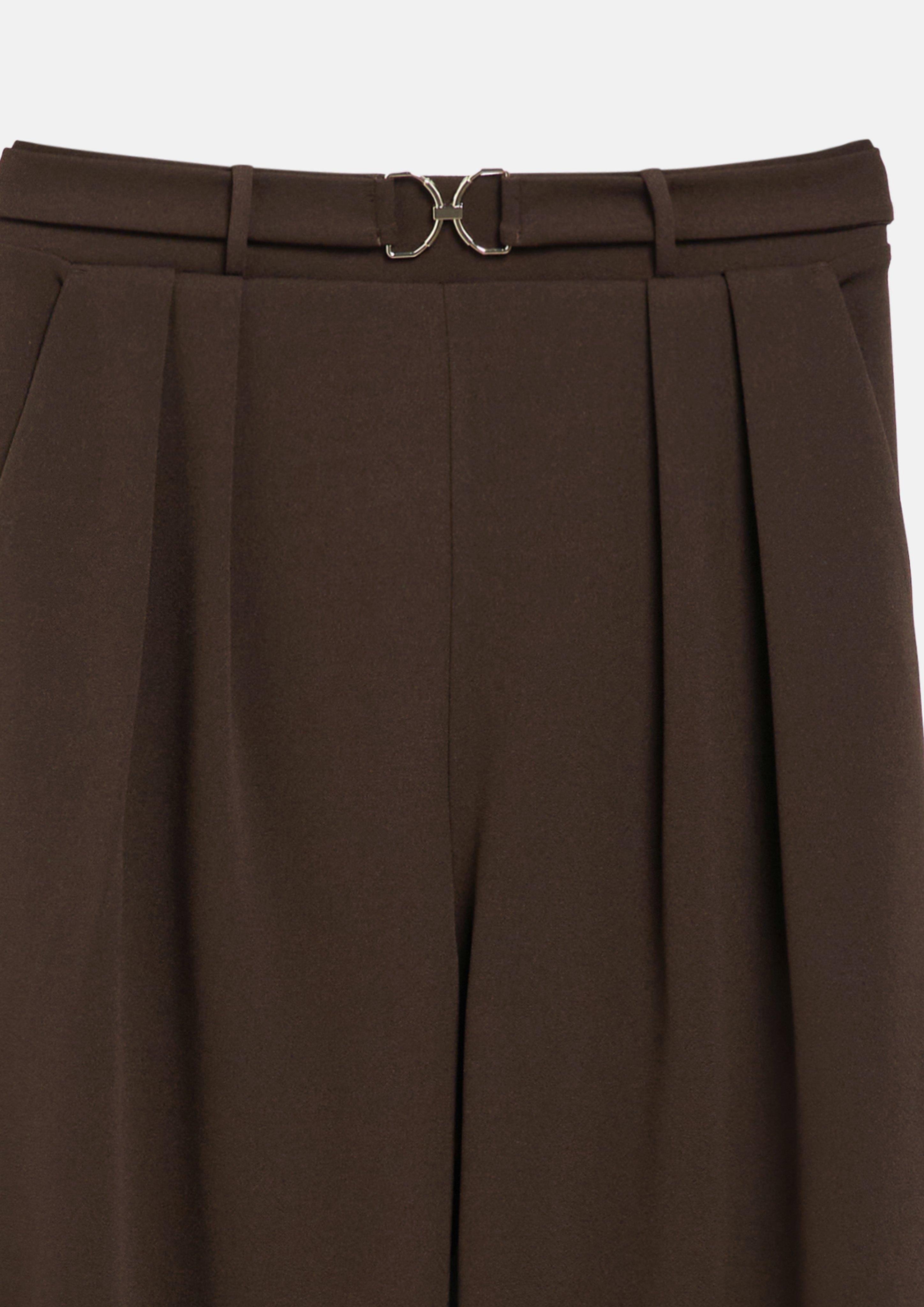 Women Pants with pleats and a wide leg in brown by s.Oliver BLACK LABEL
