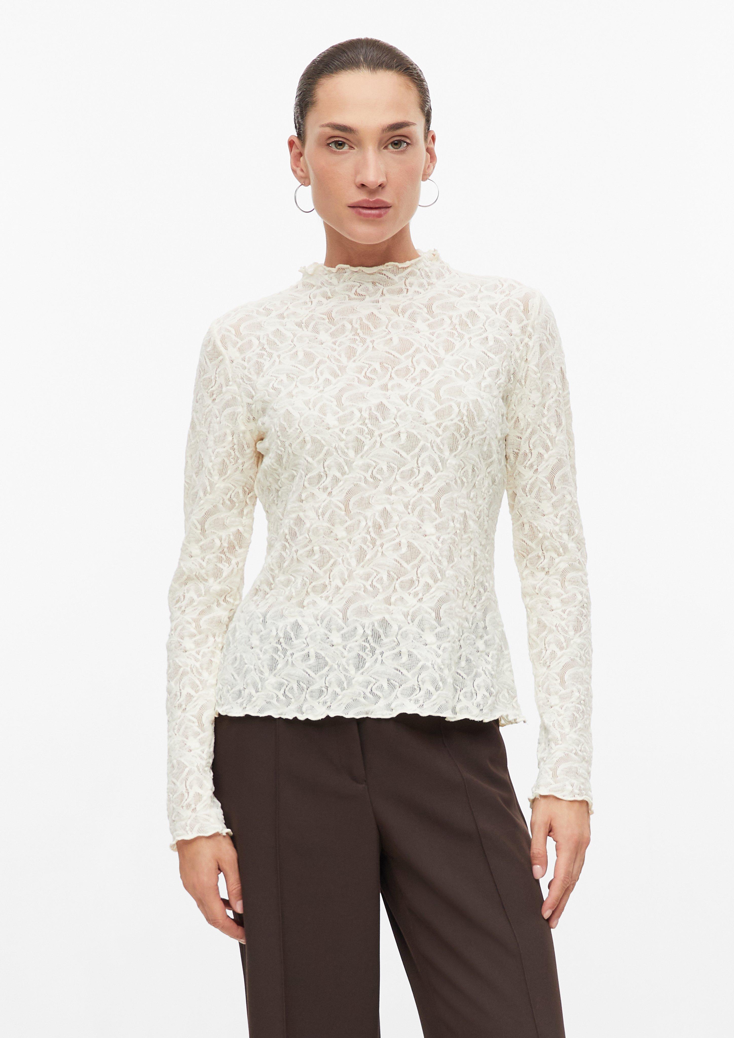 Leicht transparentes Spitzen-Shirt in Farbe creme von s.Oliver BLACK LABEL