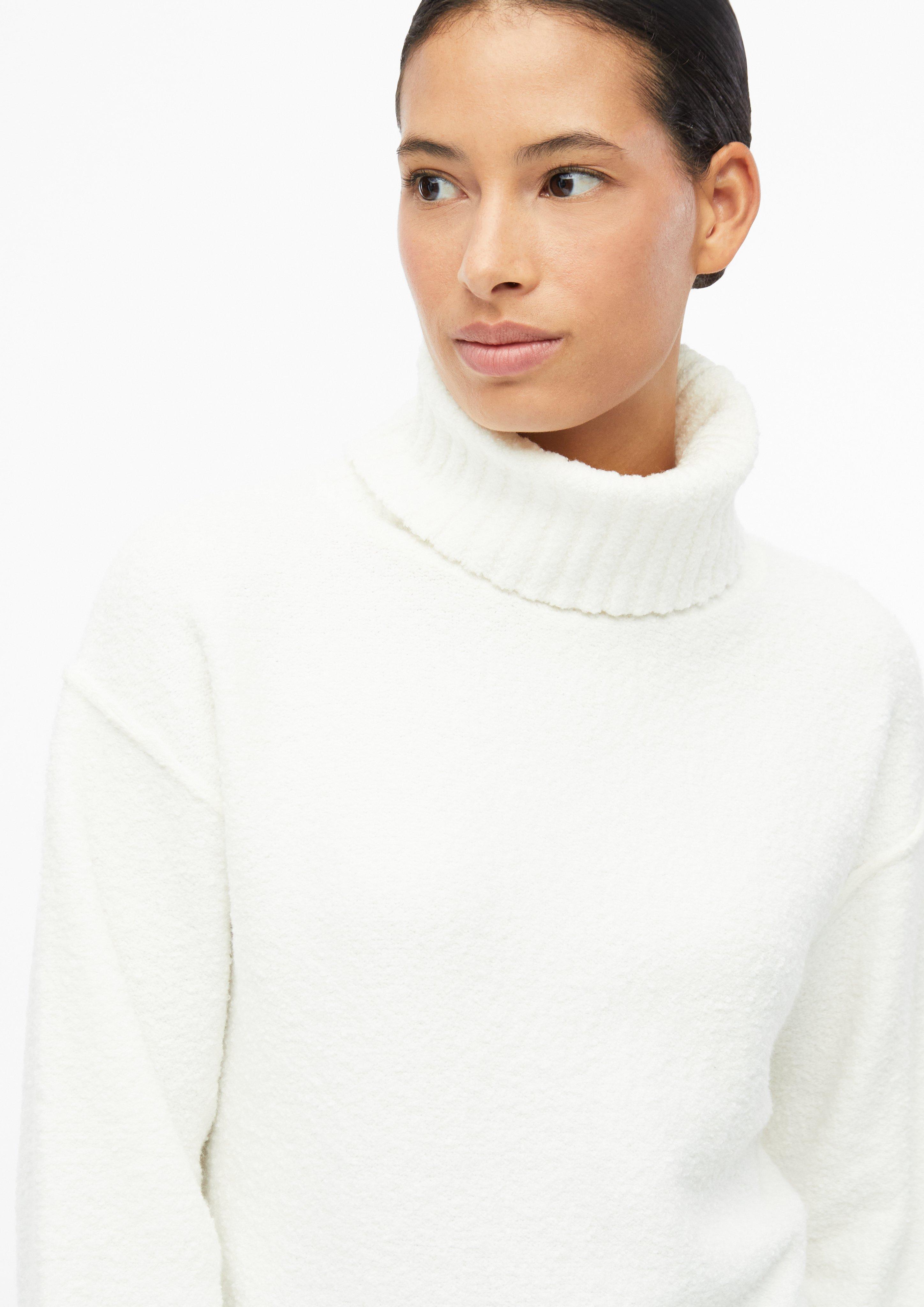 Damen Bouclé-Strickpullover mit Rollkragen in creme von s.Oliver