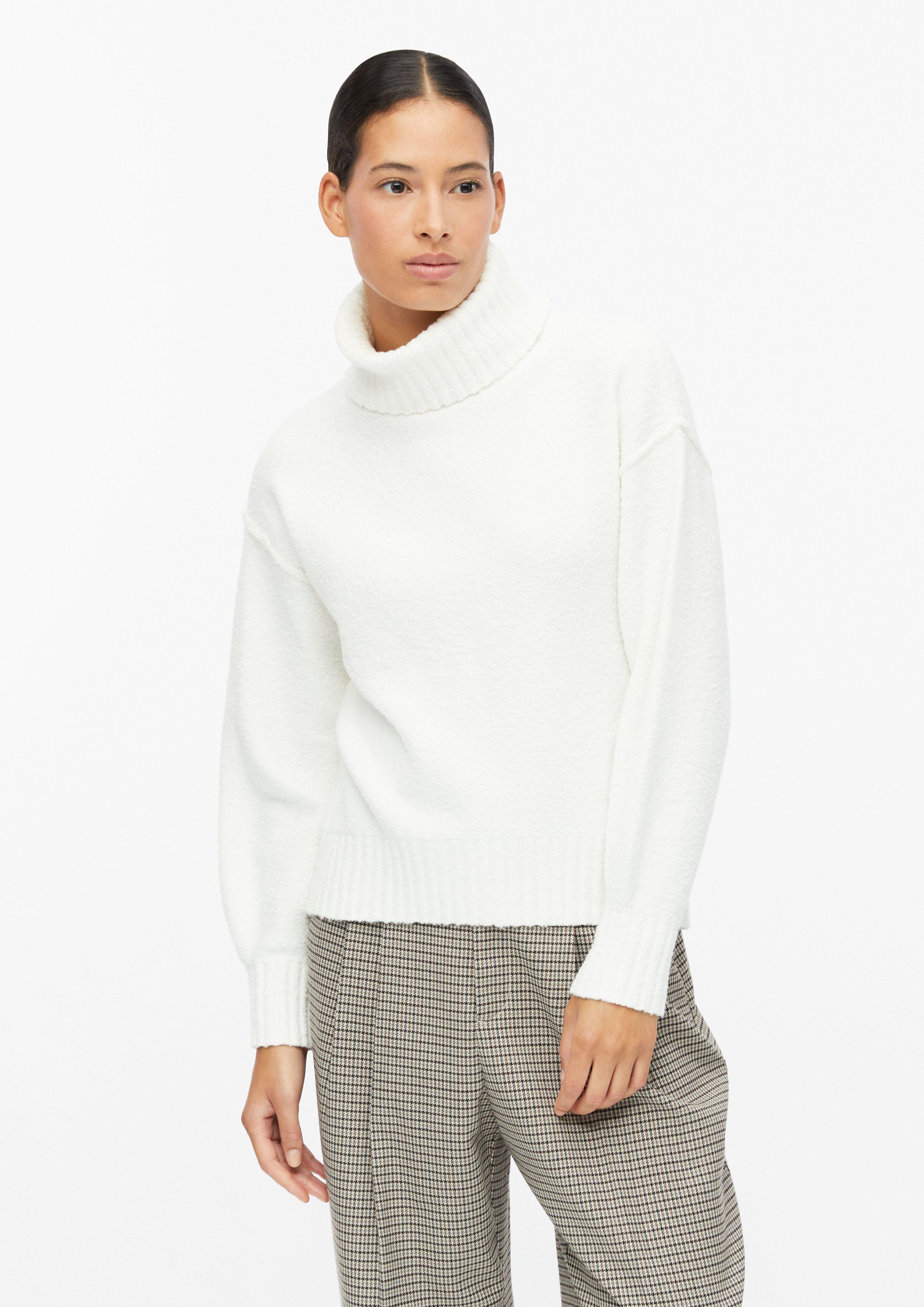 Damen Bouclé-Strickpullover mit Rollkragen in creme von s.Oliver