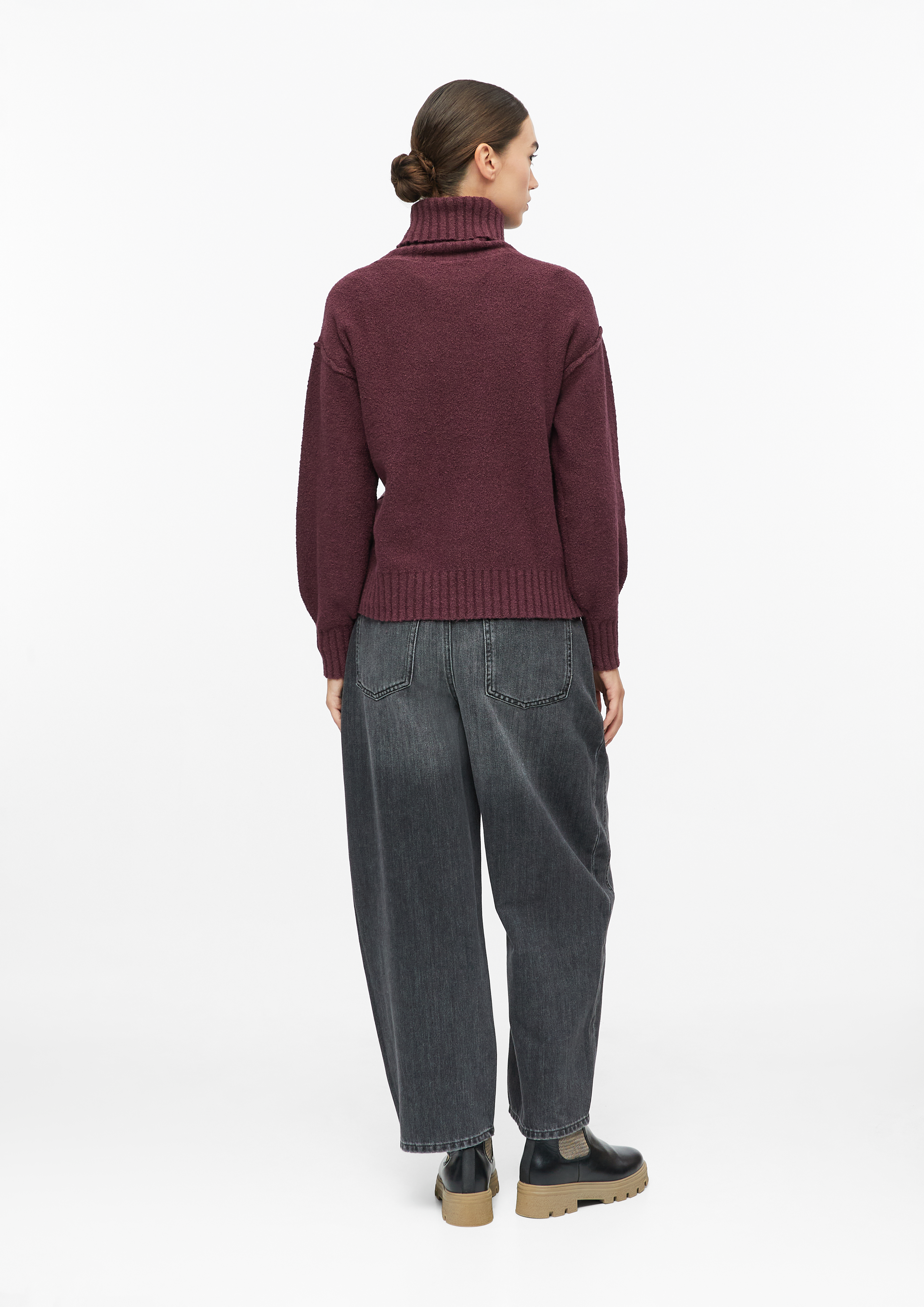 Damen Bouclé-Strickpullover mit Rollkragen in rot von s.Oliver