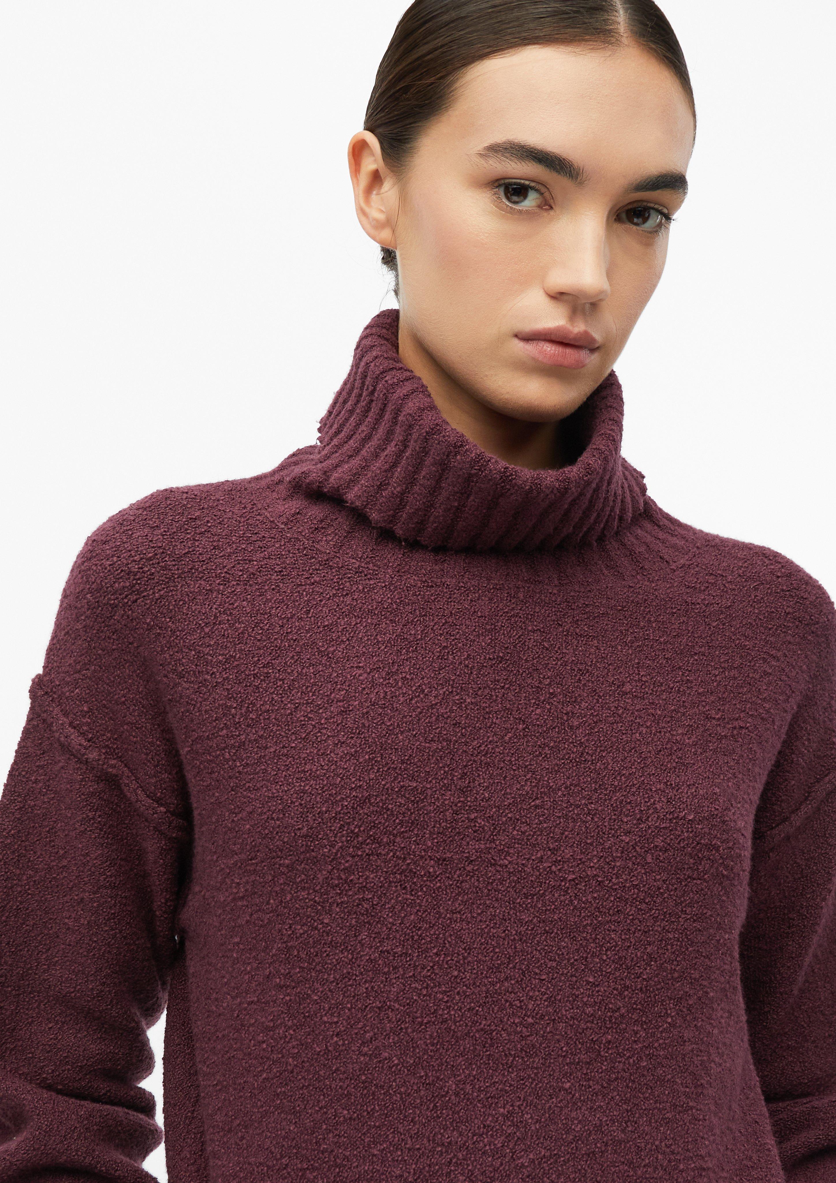 Damen Bouclé-Strickpullover mit Rollkragen in rot von s.Oliver