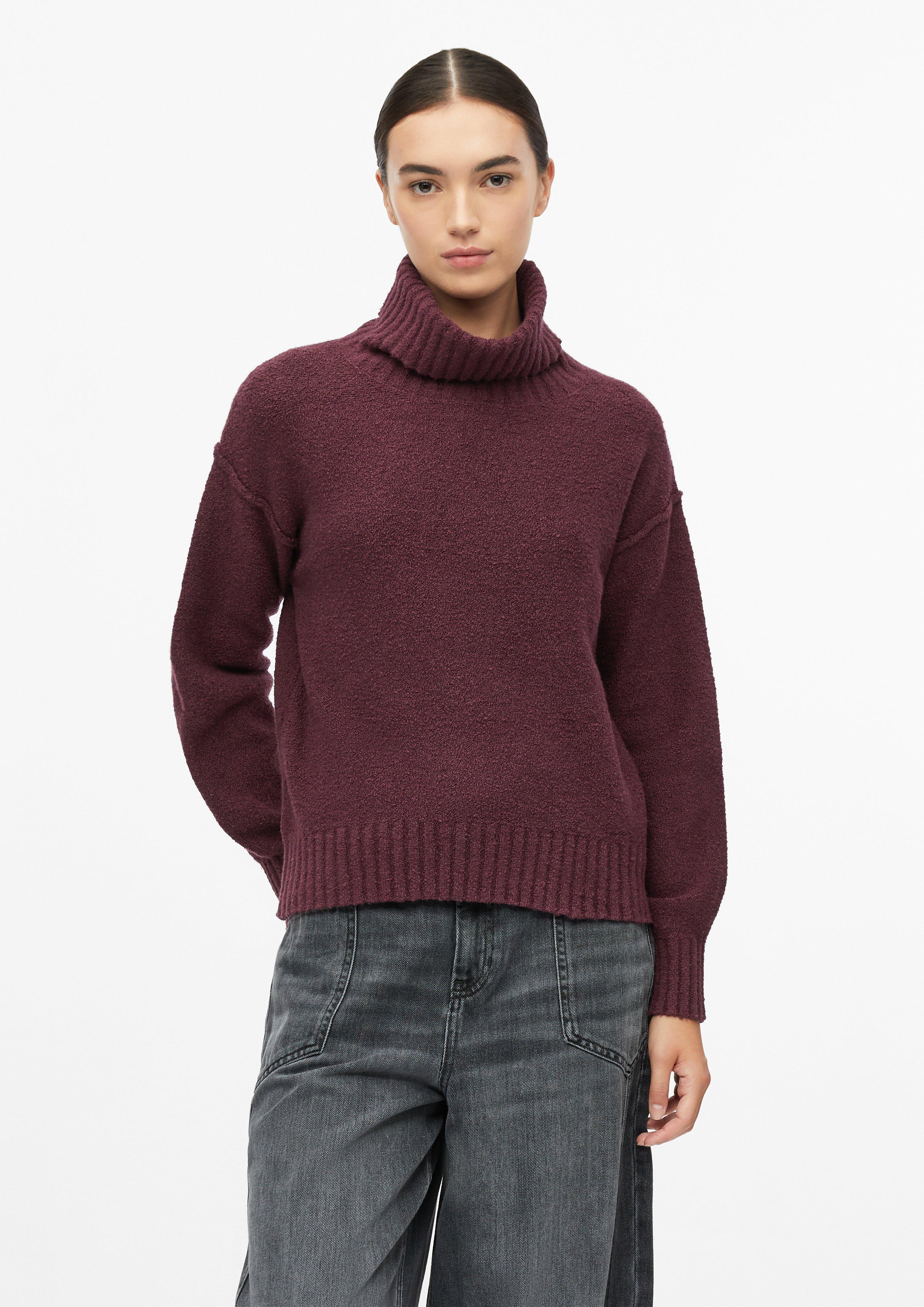 Damen Bouclé-Strickpullover mit Rollkragen in rot von s.Oliver