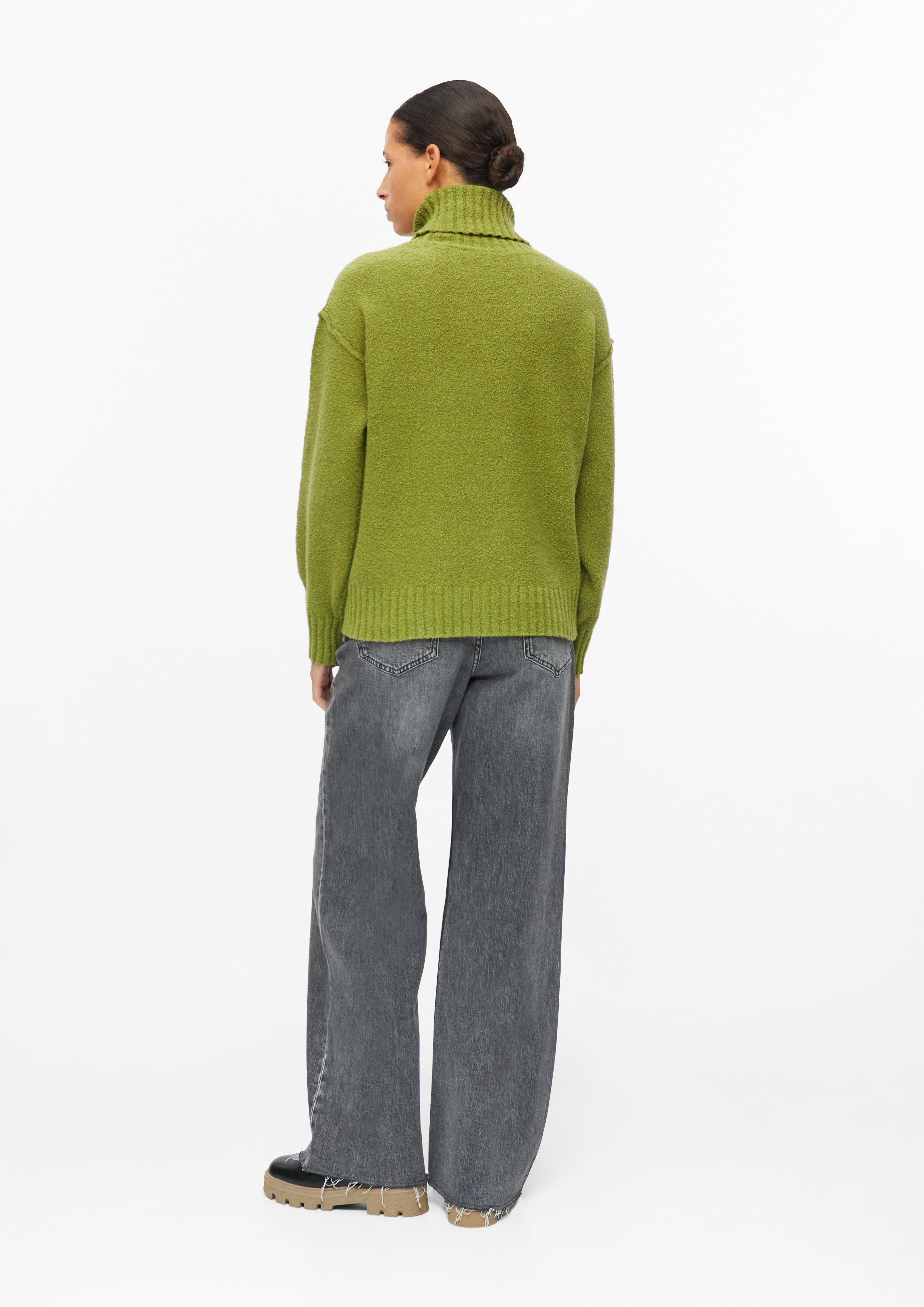 Damen Bouclé-Strickpullover mit Rollkragen in grün von s.Oliver