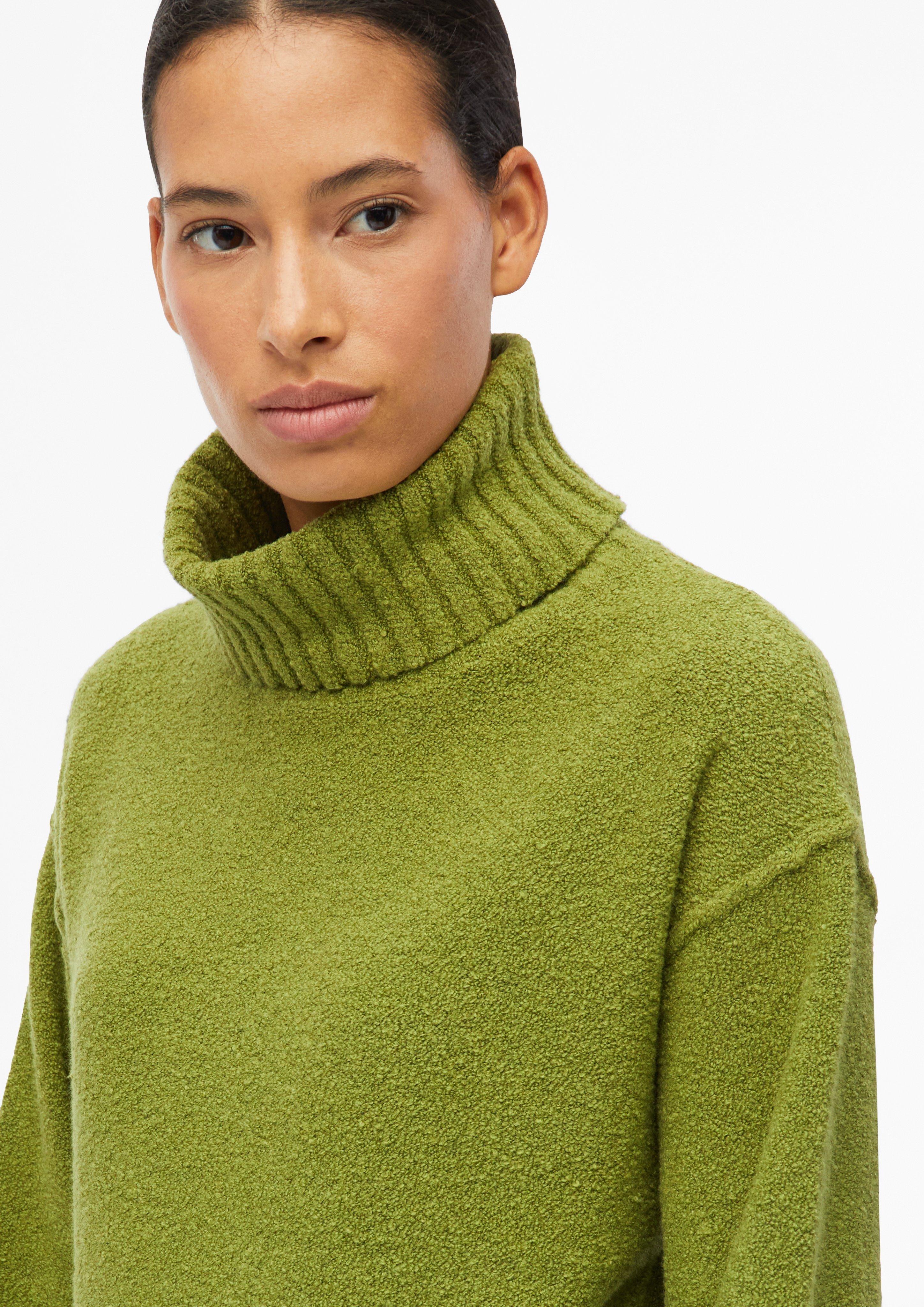 Damen Bouclé-Strickpullover mit Rollkragen in grün von s.Oliver