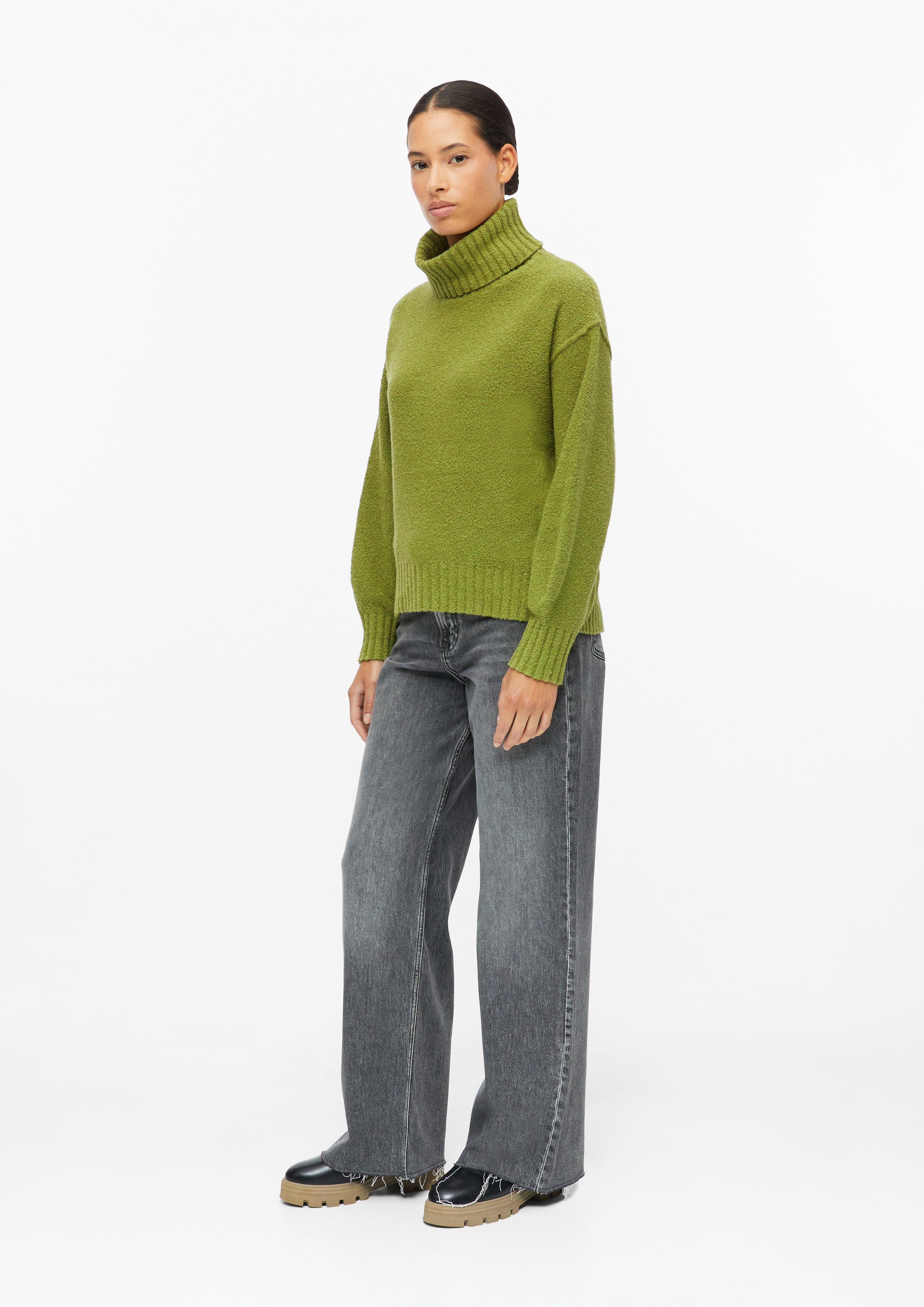 Damen Bouclé-Strickpullover mit Rollkragen in grün von s.Oliver