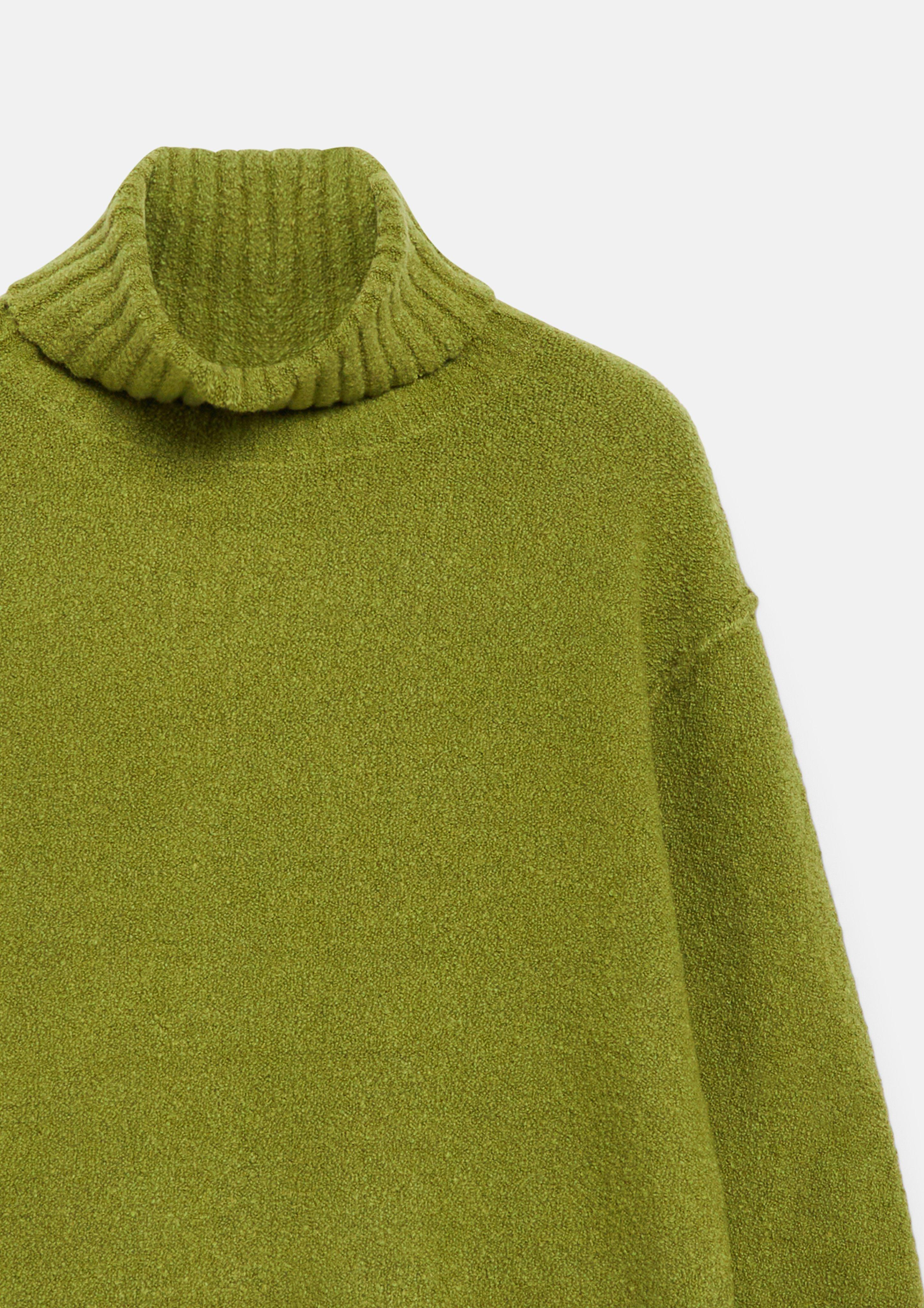 Damen Bouclé-Strickpullover mit Rollkragen in grün von s.Oliver