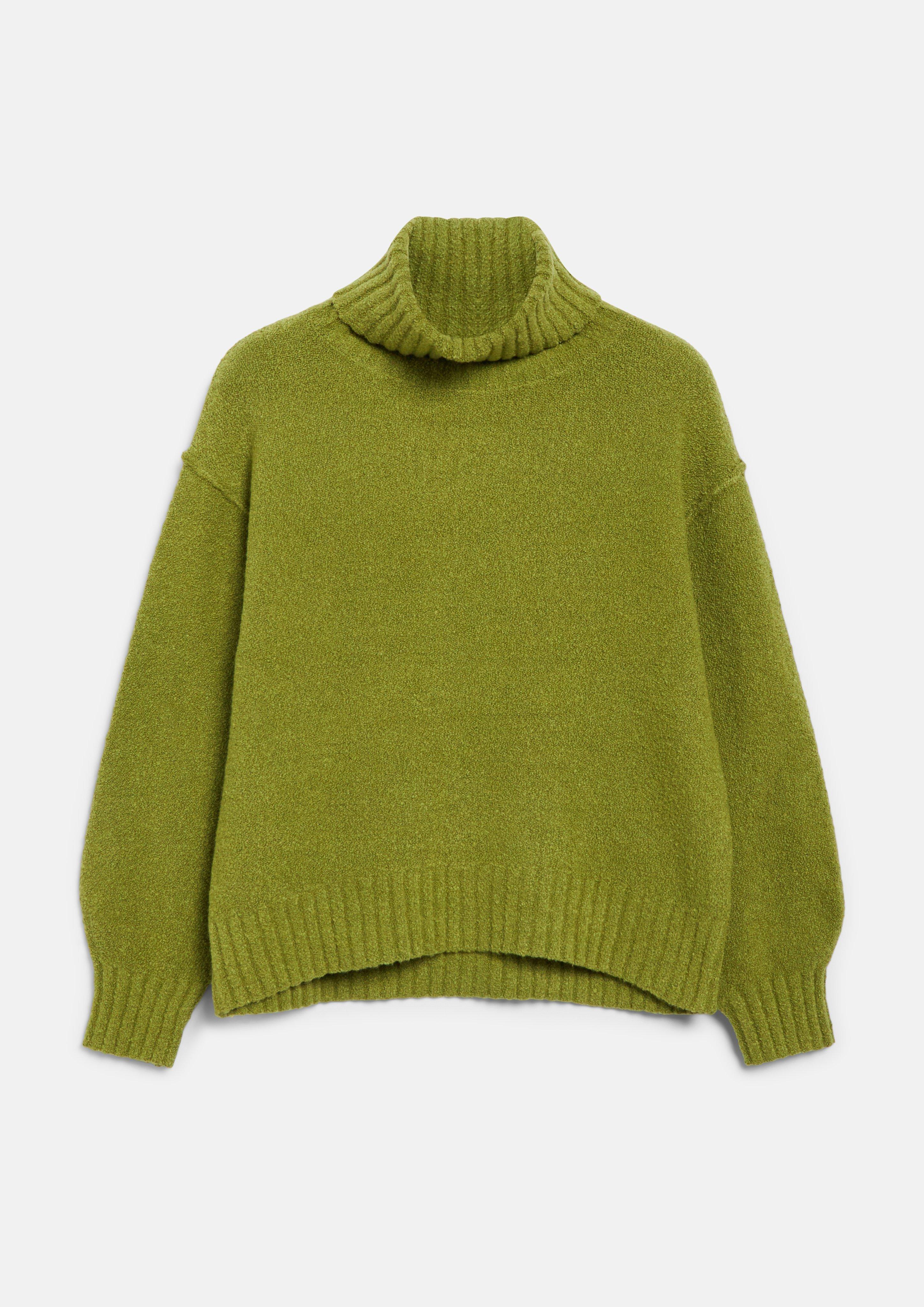 Damen Bouclé-Strickpullover mit Rollkragen in grün von s.Oliver