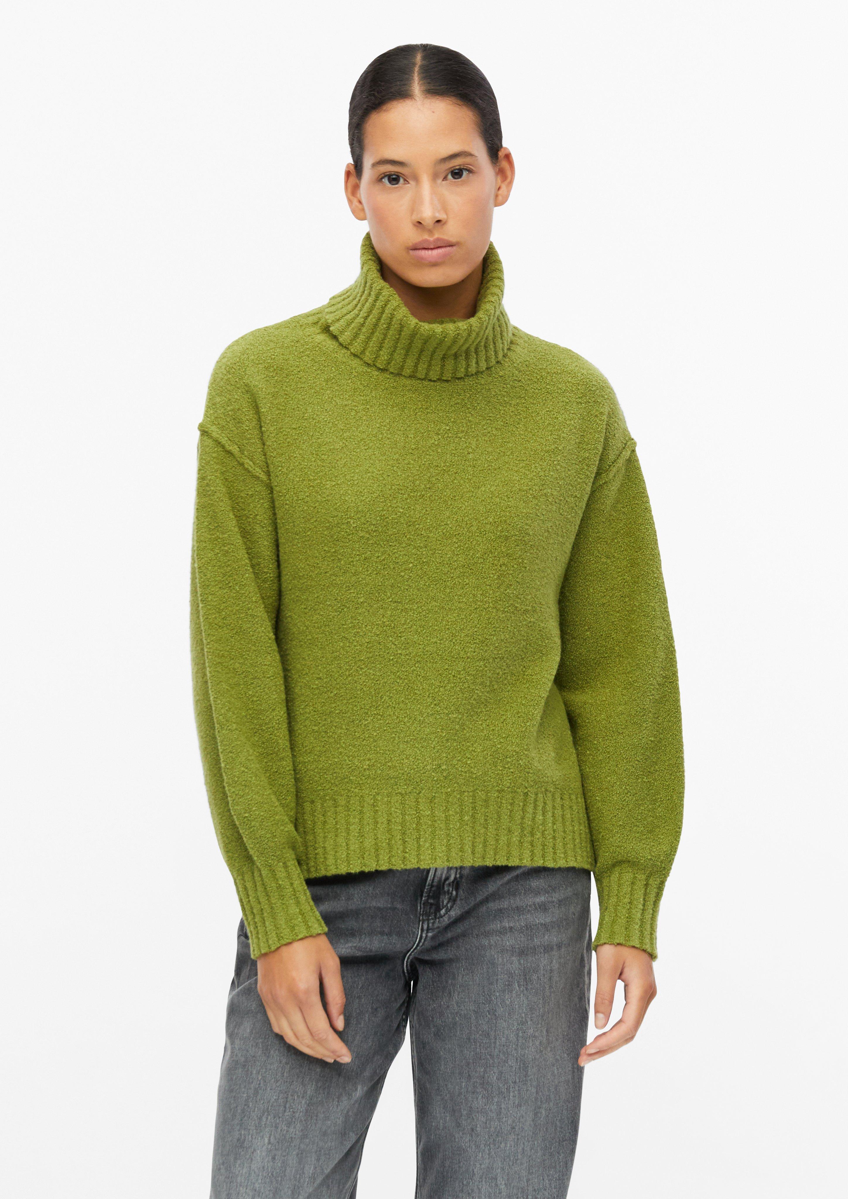 Damen Bouclé-Strickpullover mit Rollkragen in grün von s.Oliver
