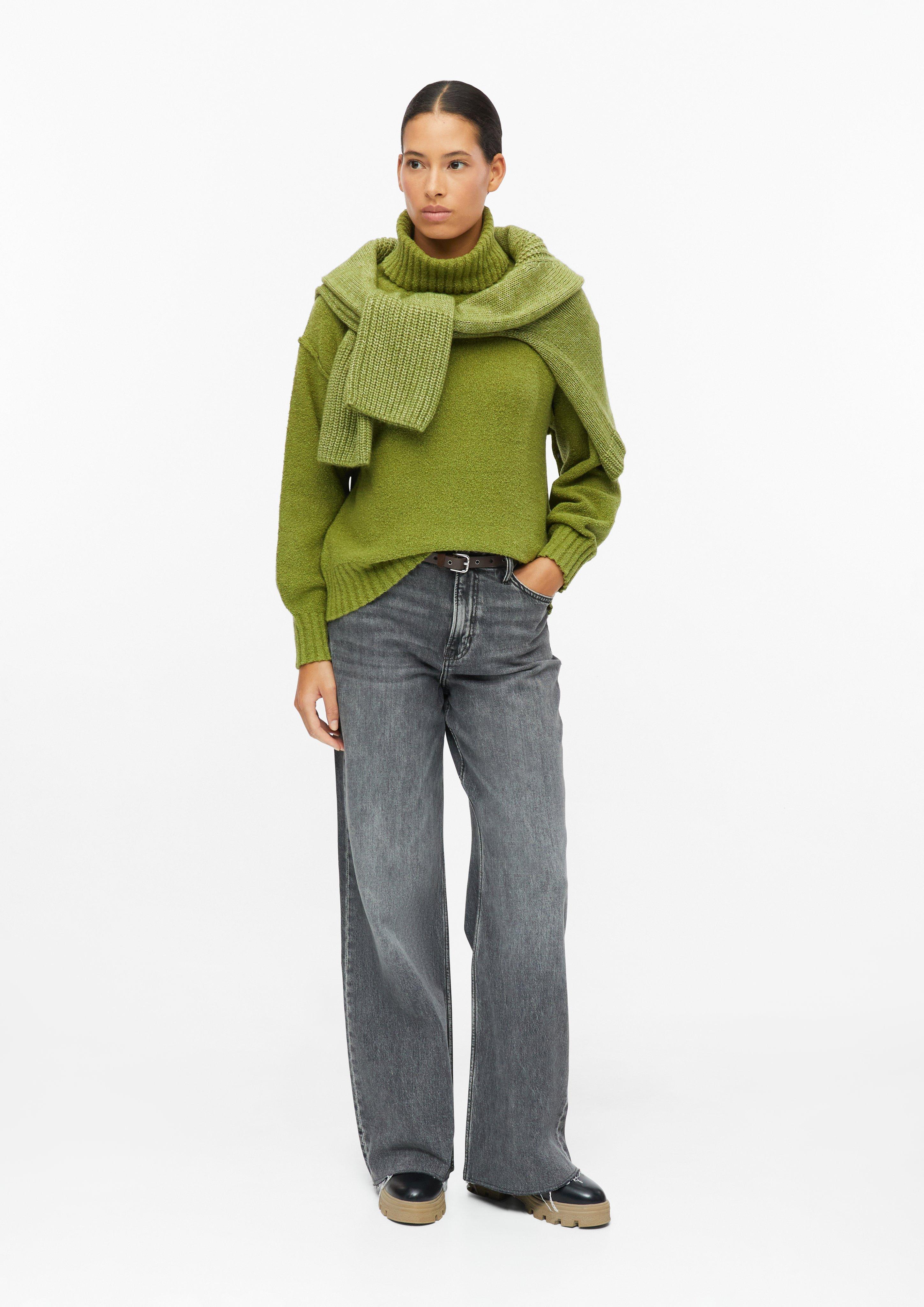 Damen Bouclé-Strickpullover mit Rollkragen in grün von s.Oliver