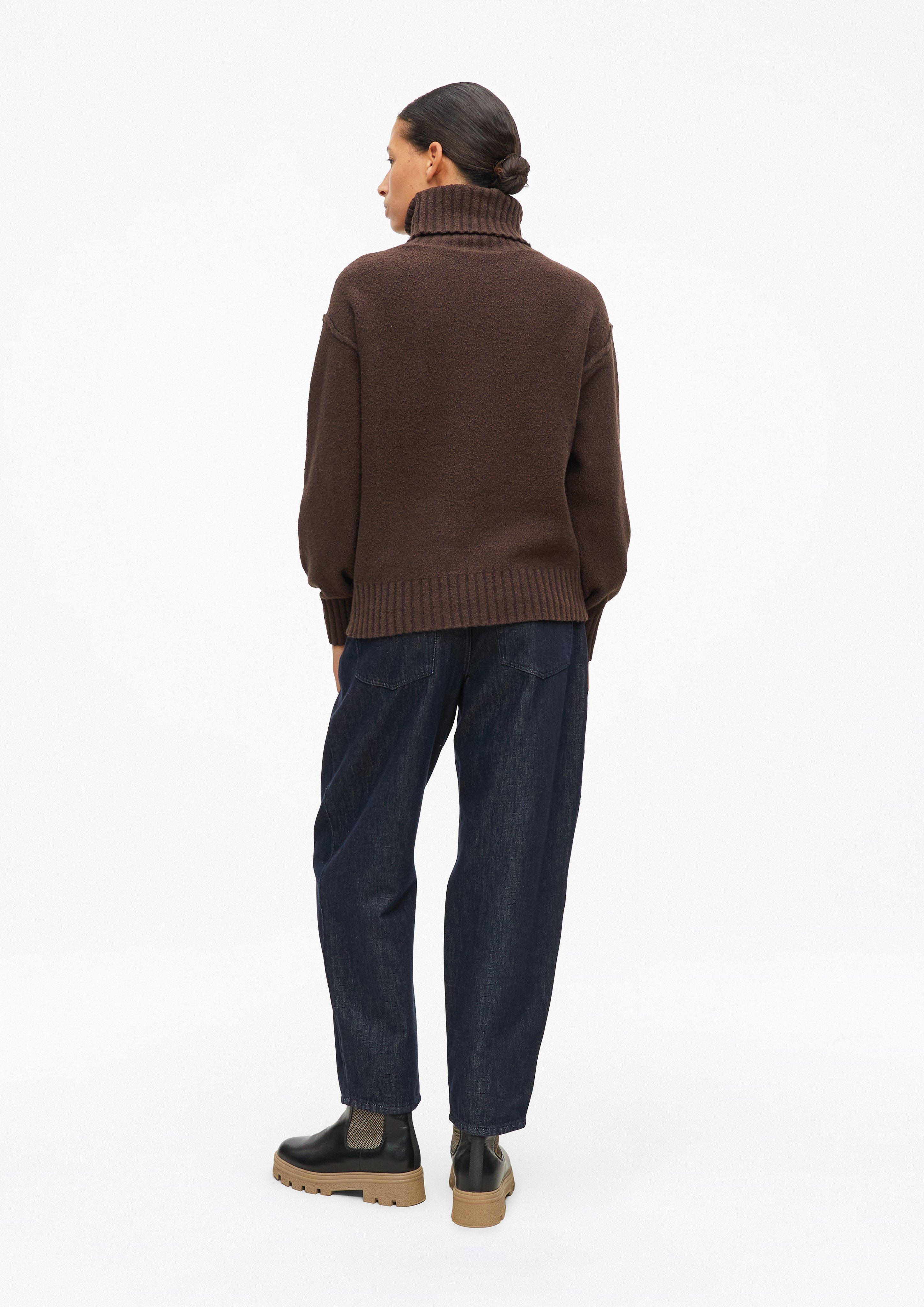 Damen Bouclé-Strickpullover mit Rollkragen in braun von s.Oliver