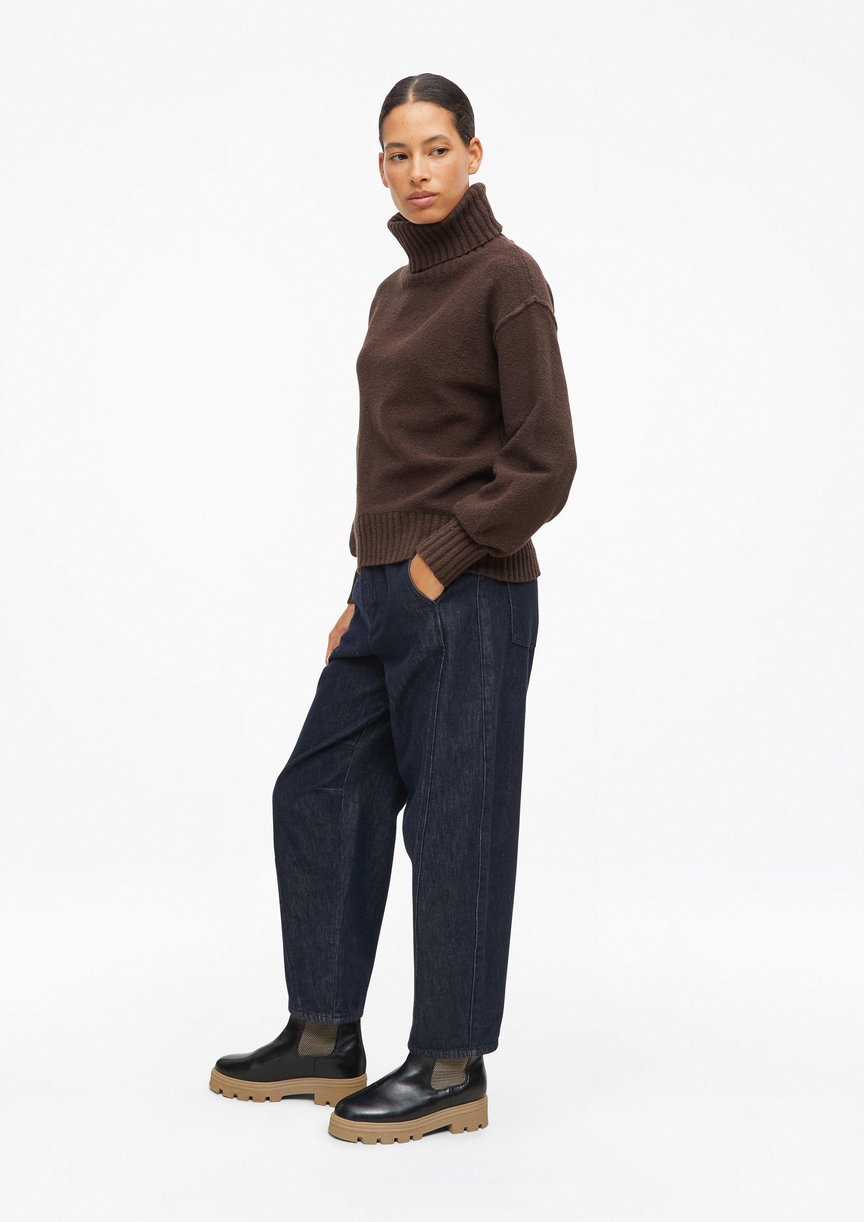 Damen Bouclé-Strickpullover mit Rollkragen in braun von s.Oliver