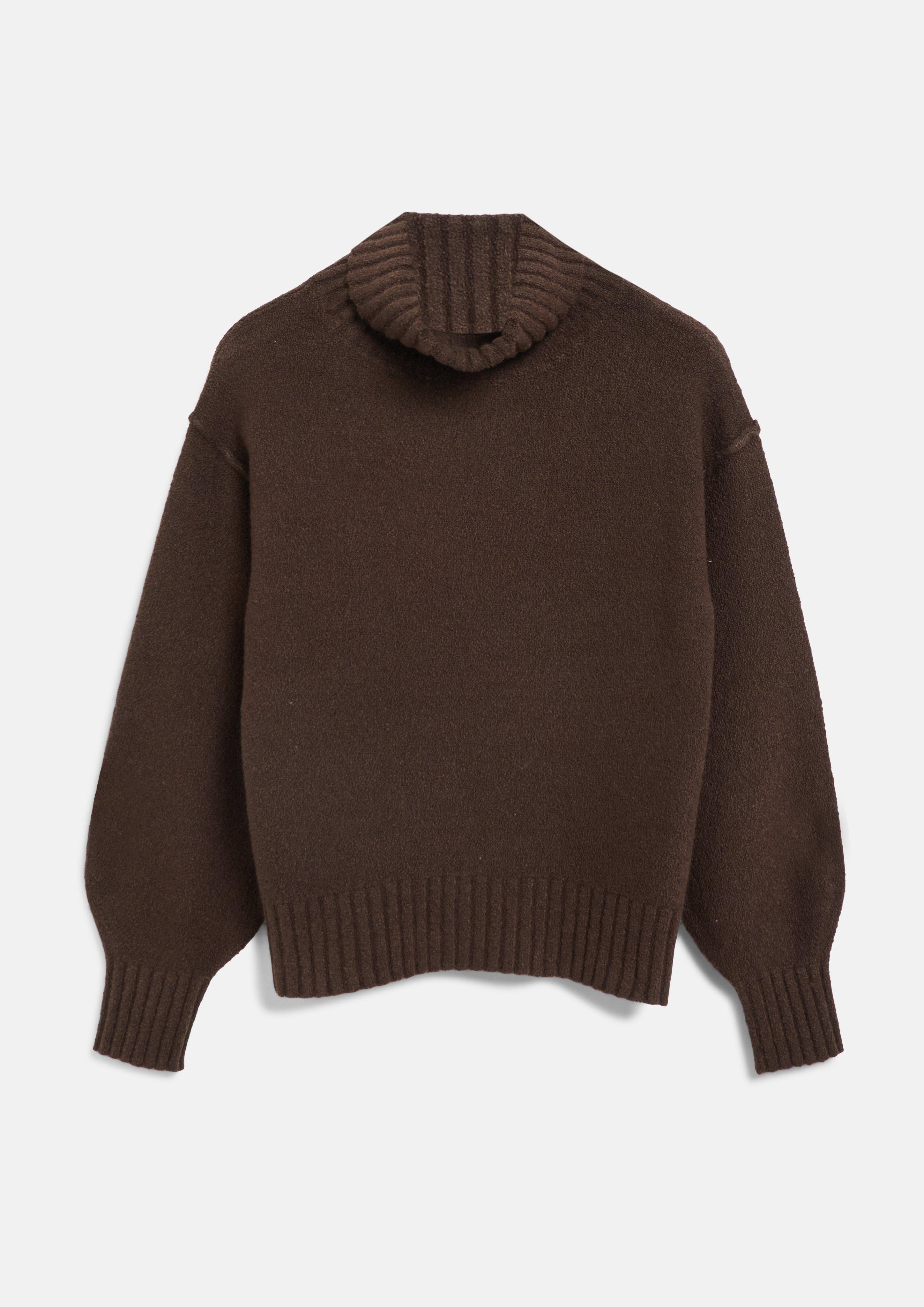 Damen Bouclé-Strickpullover mit Rollkragen in braun von s.Oliver
