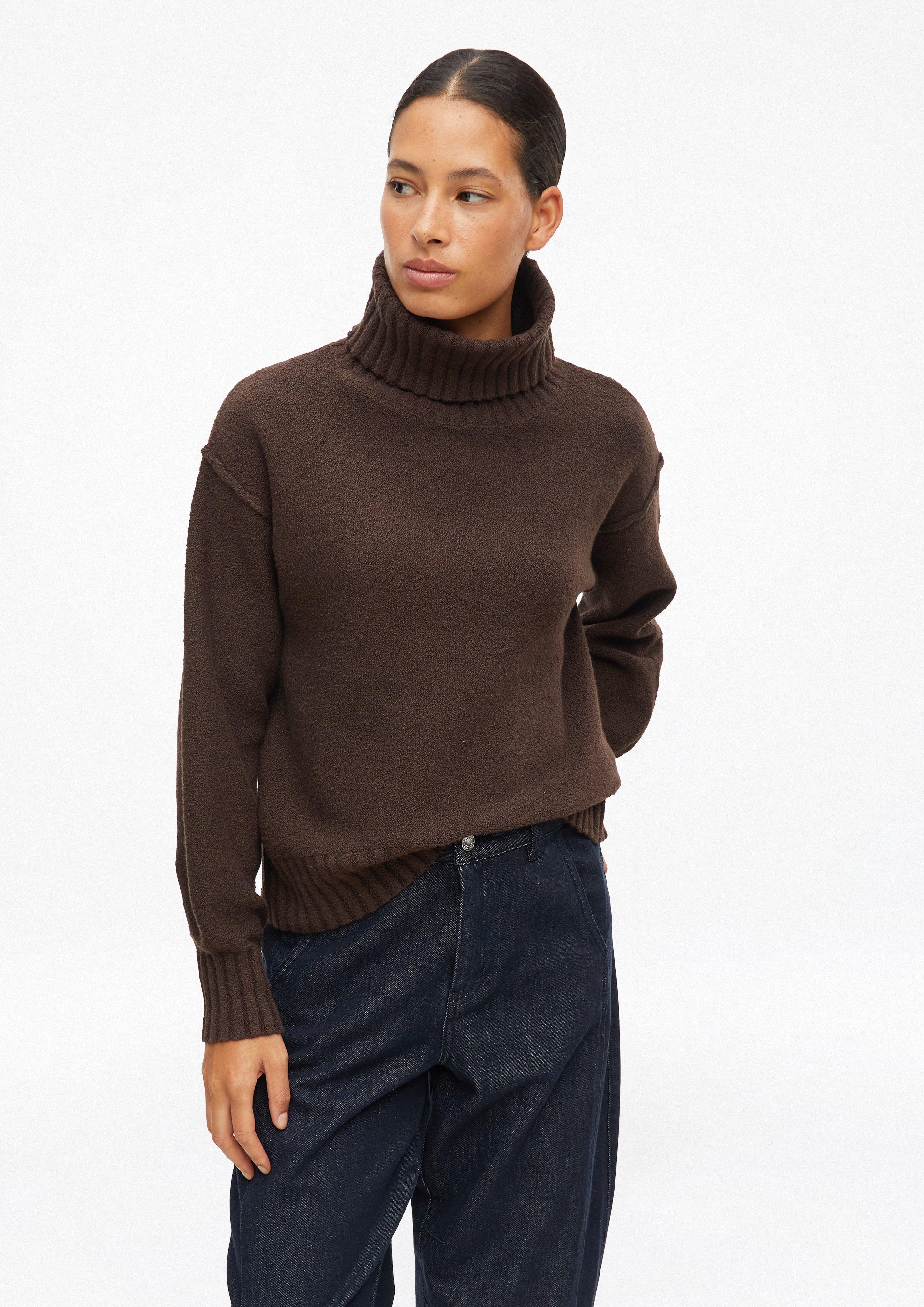 Bouclé-Strickpullover mit Rollkragen in Farbe dunkelbraun von s.Oliver