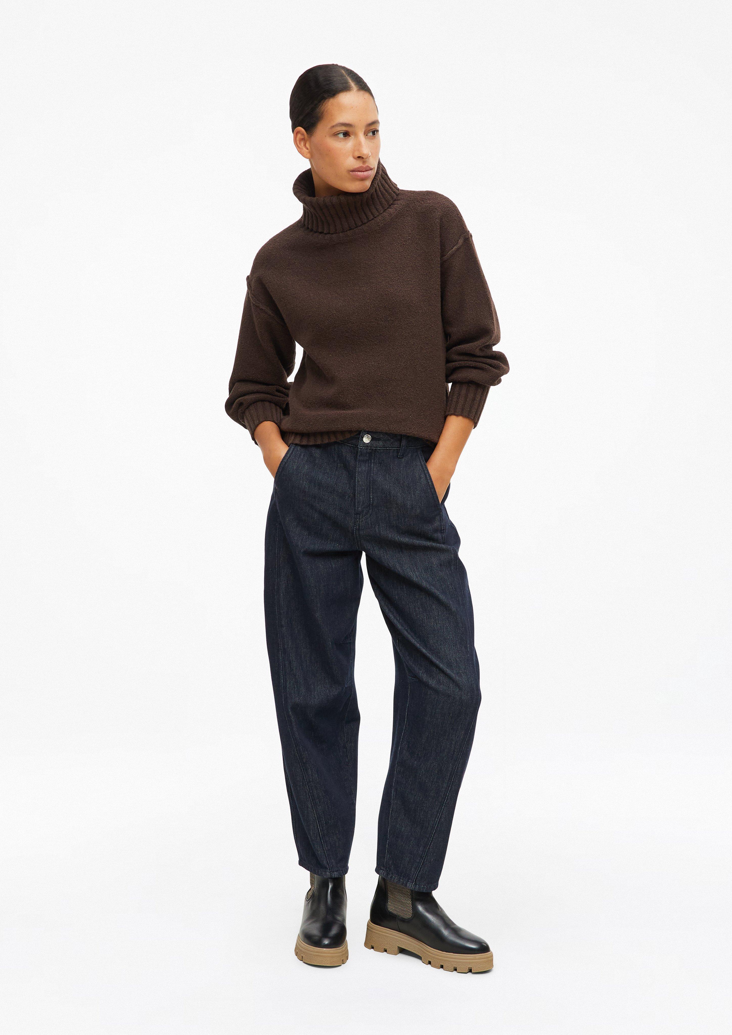 Damen Bouclé-Strickpullover mit Rollkragen in braun von s.Oliver