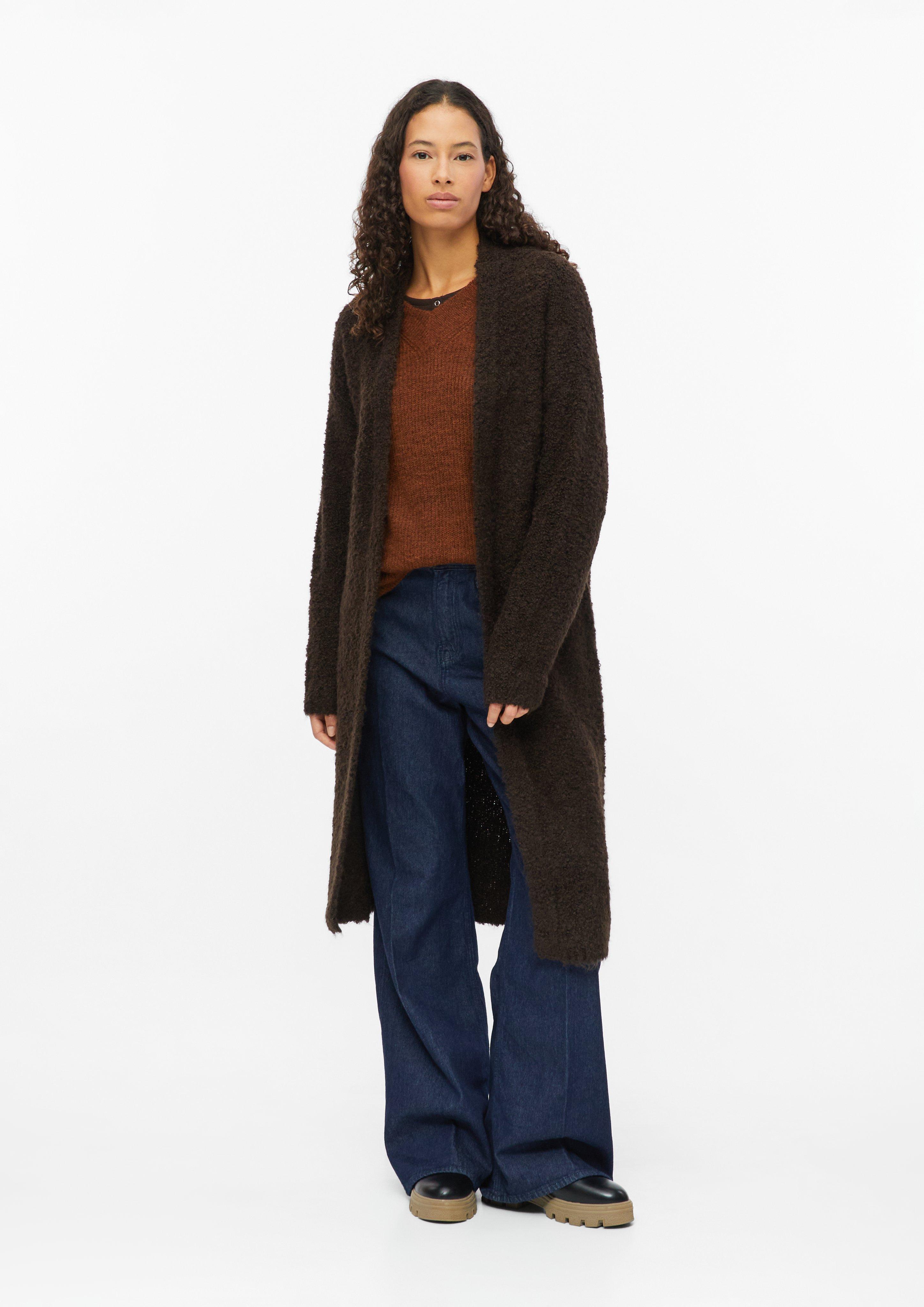Long Bouclé Cardigan in dark brown by s.Oliver
