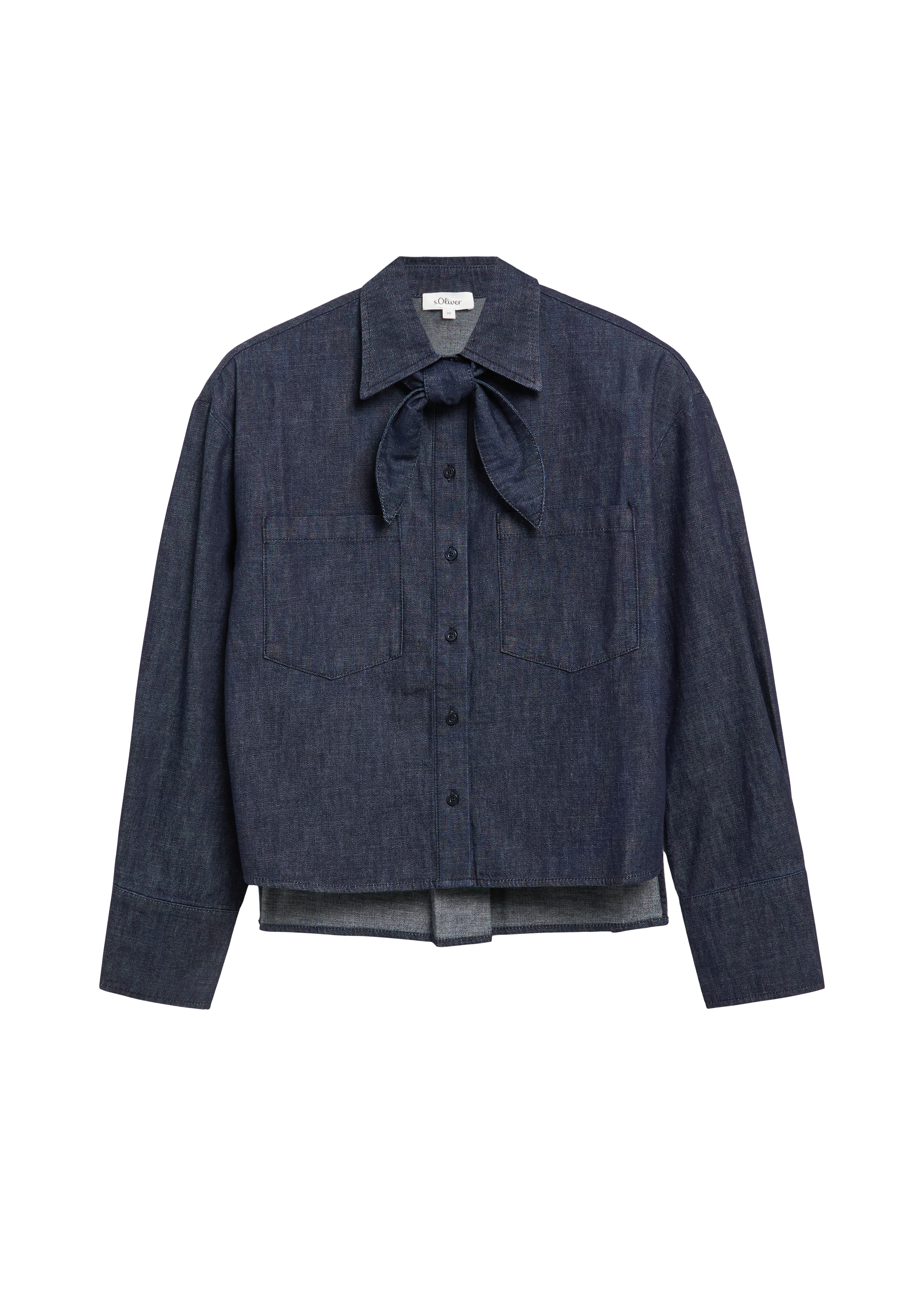 Denimblouse met afneembare strik