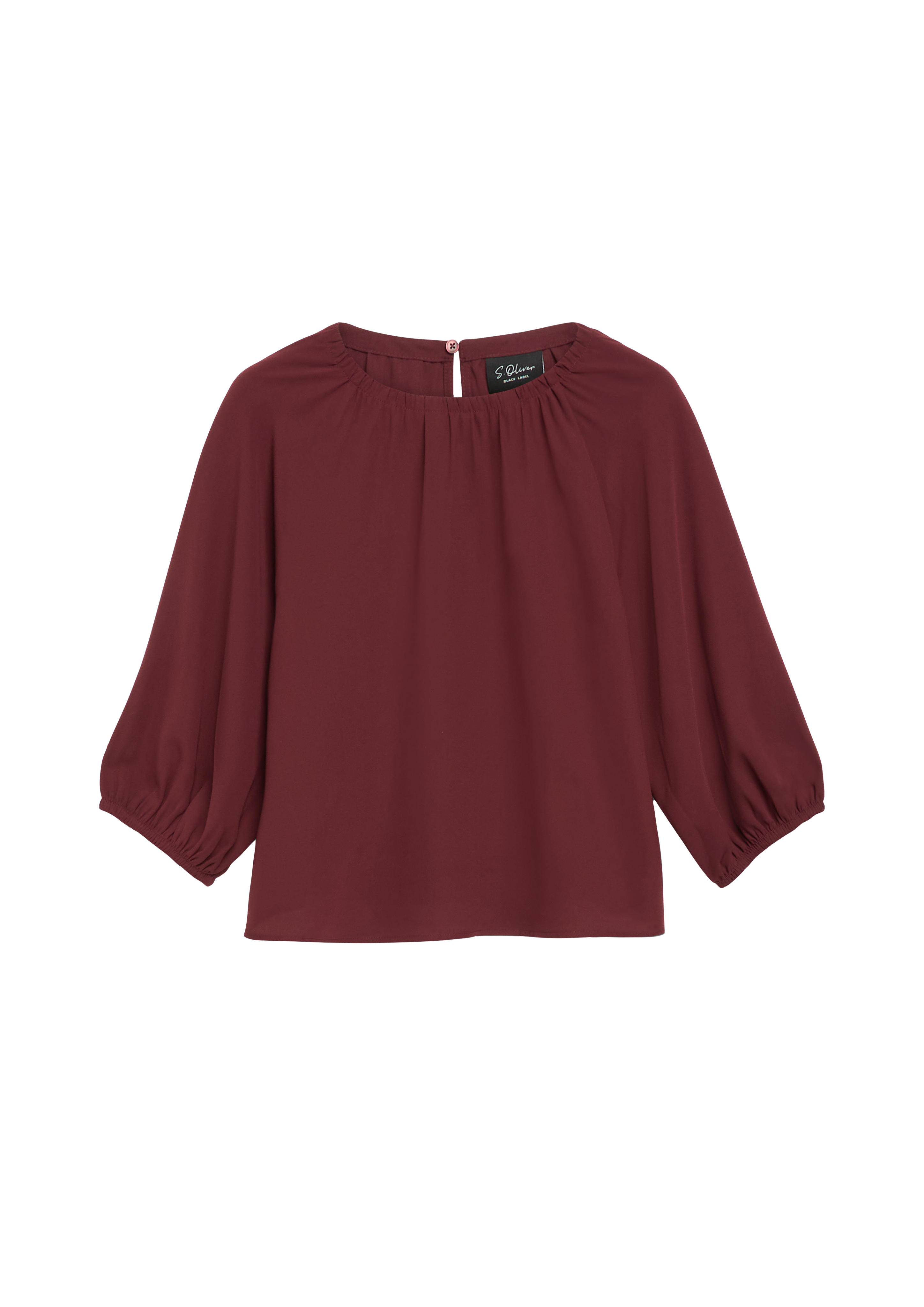 Crêpe-blouse met ballonmouwen