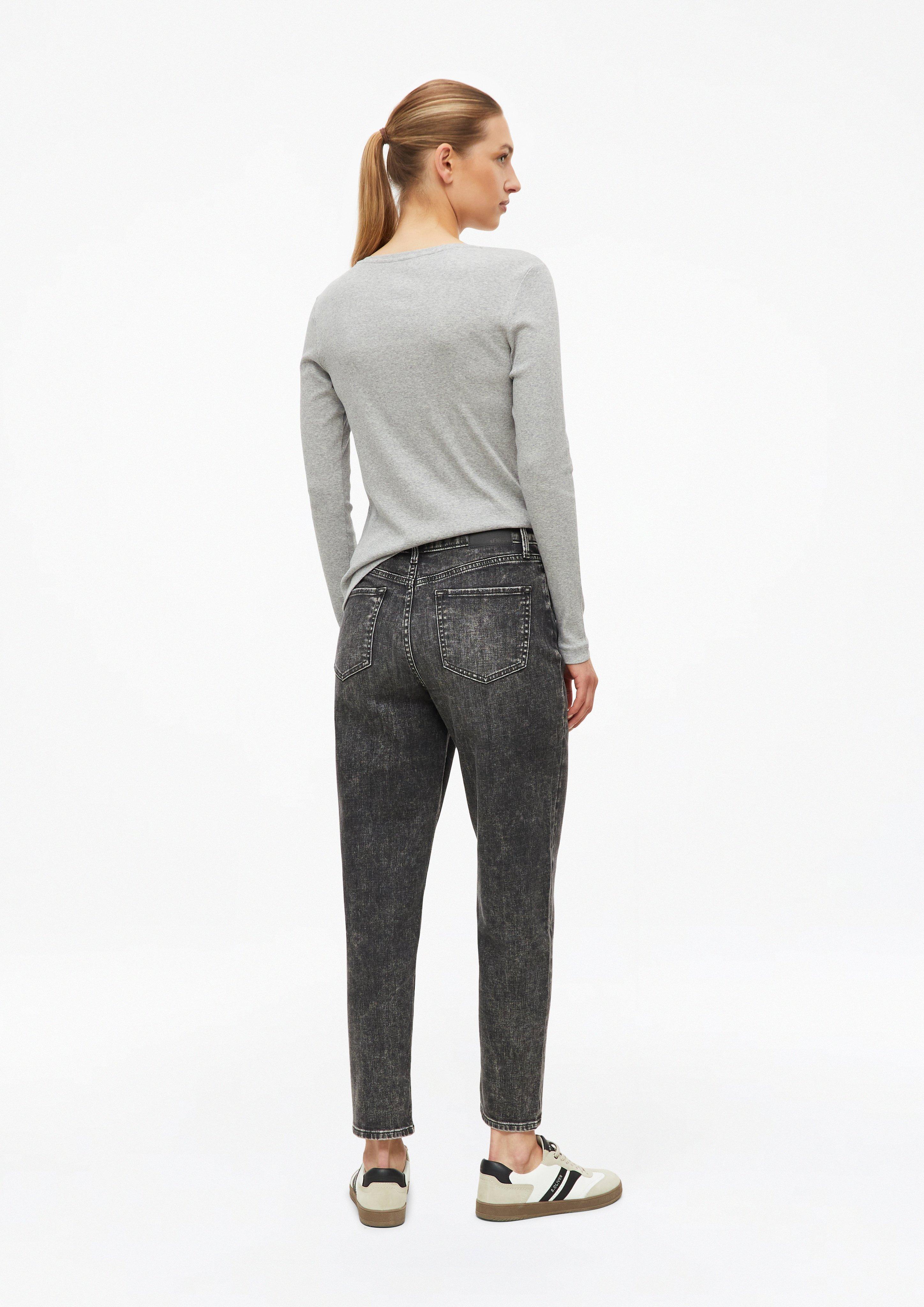 Dames Ankle-jeans Mom / Regular Fit / Hoge taille / Taps toelopende pijpen in grijs van s.Oliver