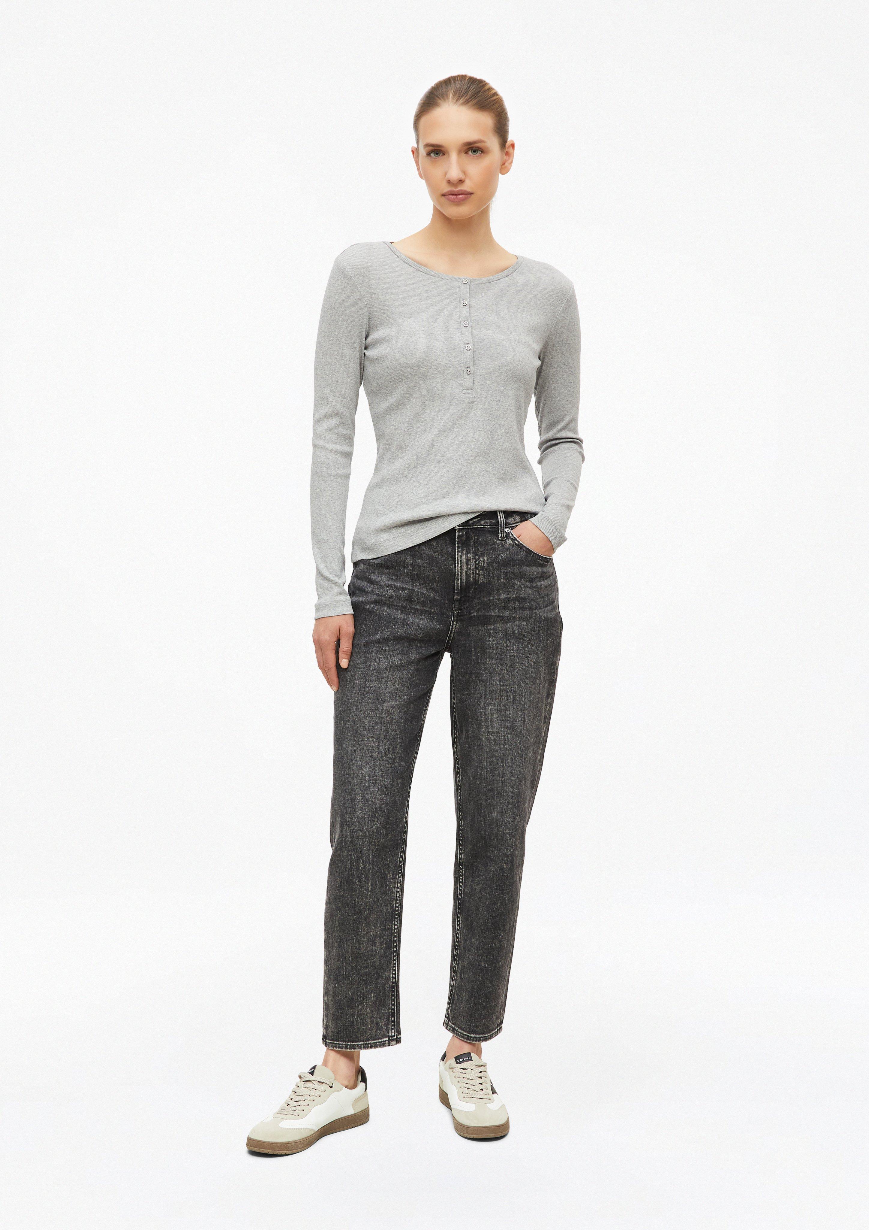 Dames Ankle-jeans Mom / Regular Fit / Hoge taille / Taps toelopende pijpen in grijs van s.Oliver