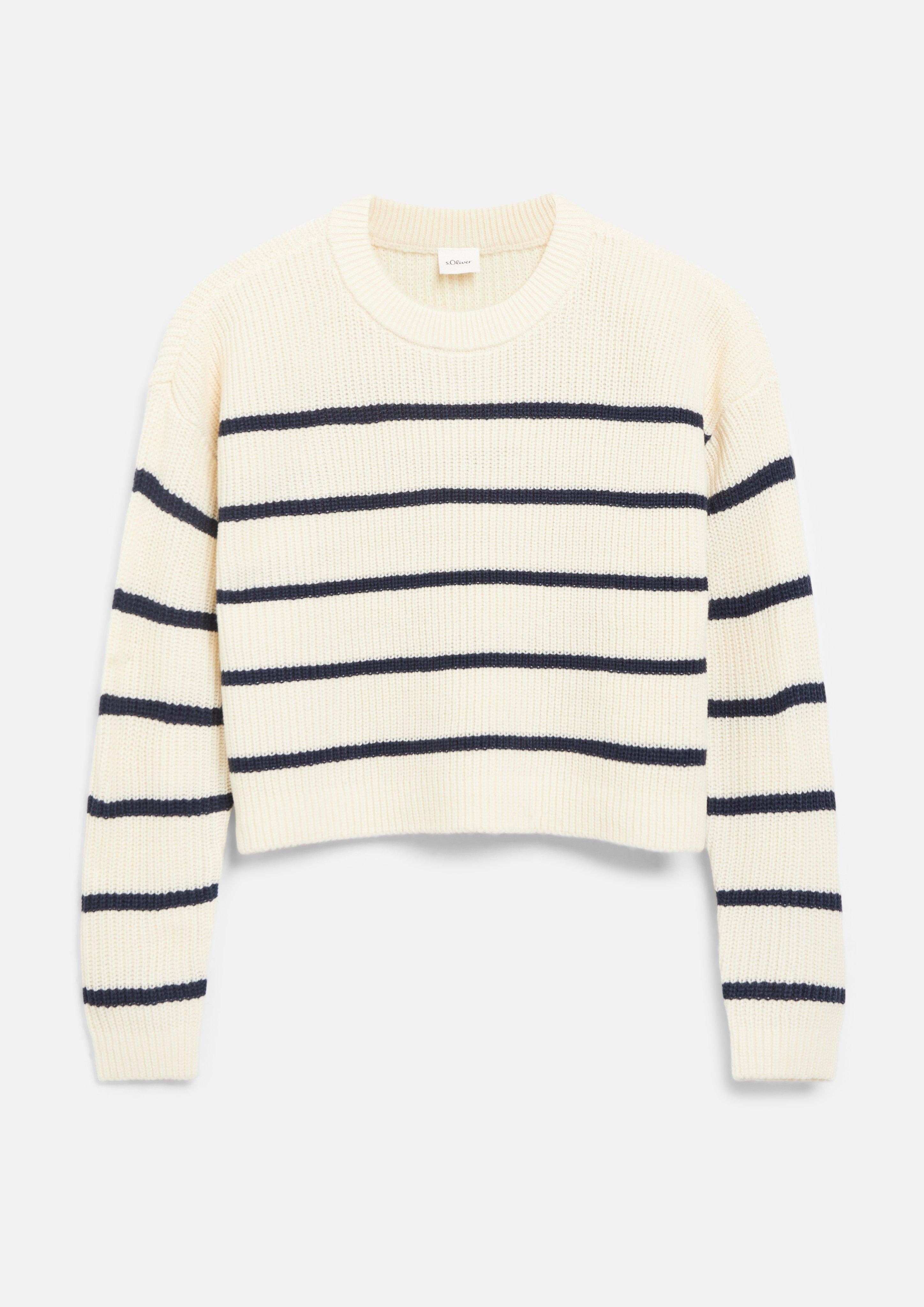 Verkürzter Strickpullover im Boxy-Fit in Farbe creme von s.Oliver