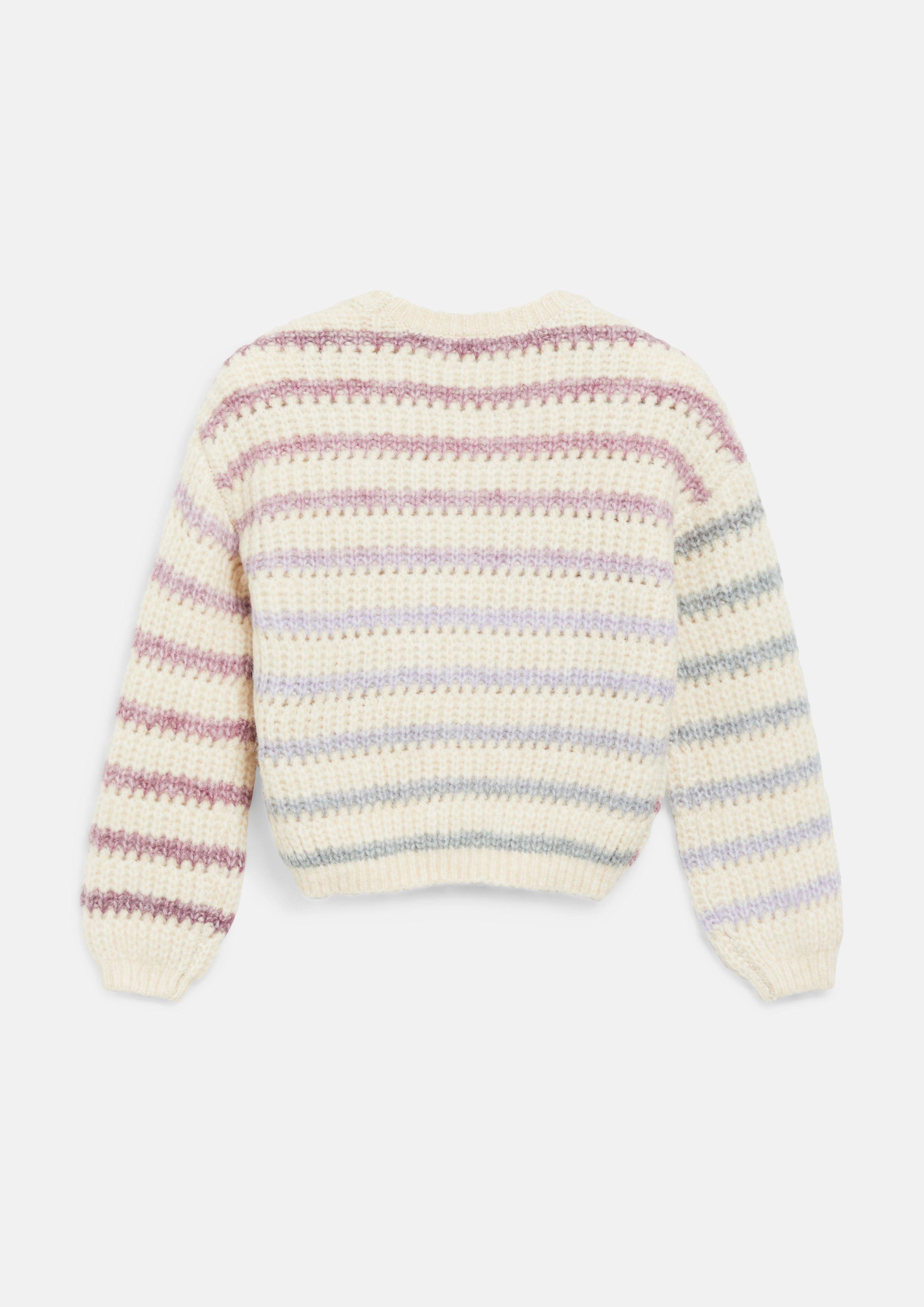 Kinder Gestreifter Grobstrickpullover im Loose Fit in creme von s.Oliver