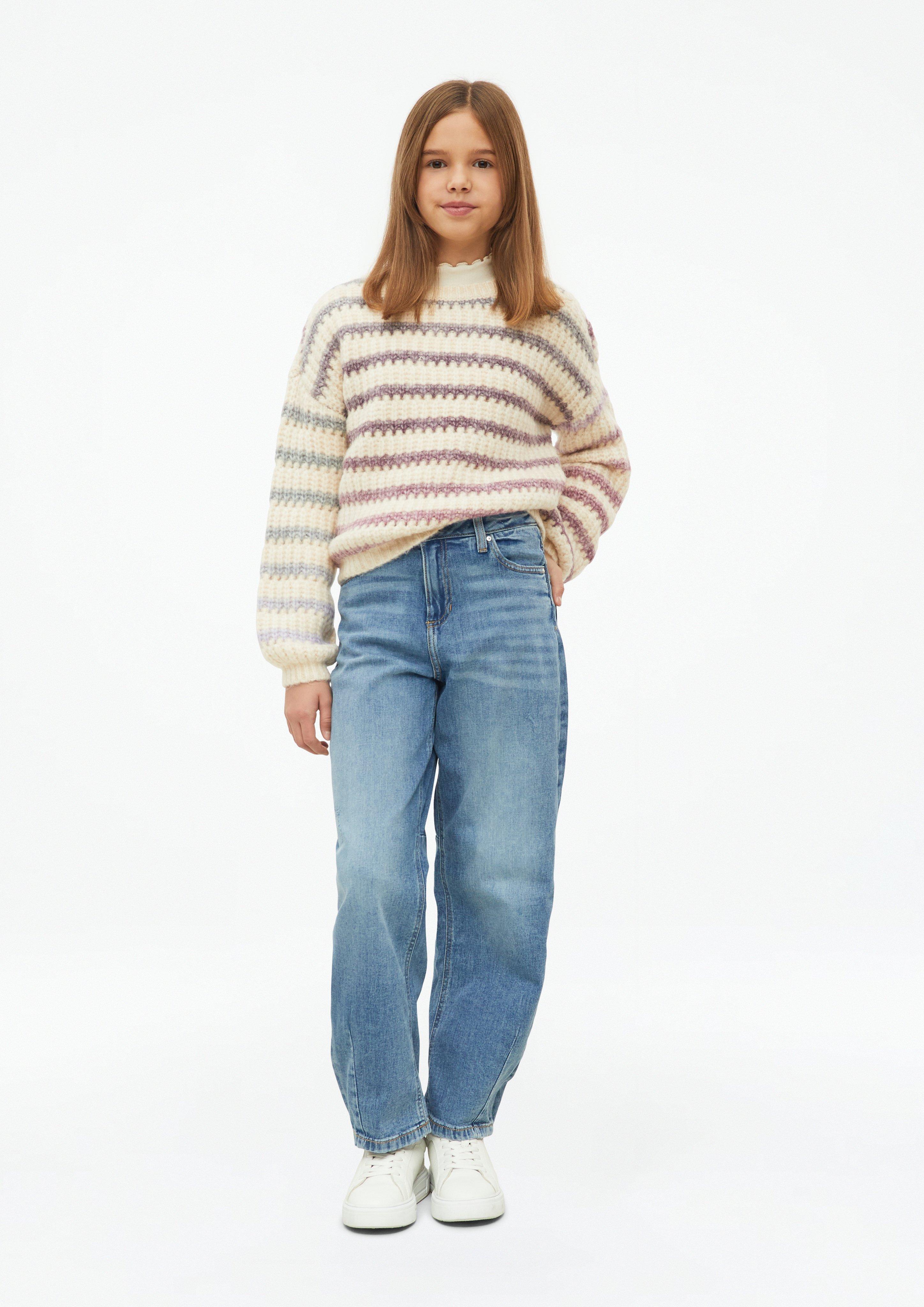 Kinder Gestreifter Grobstrickpullover im Loose Fit in creme von s.Oliver