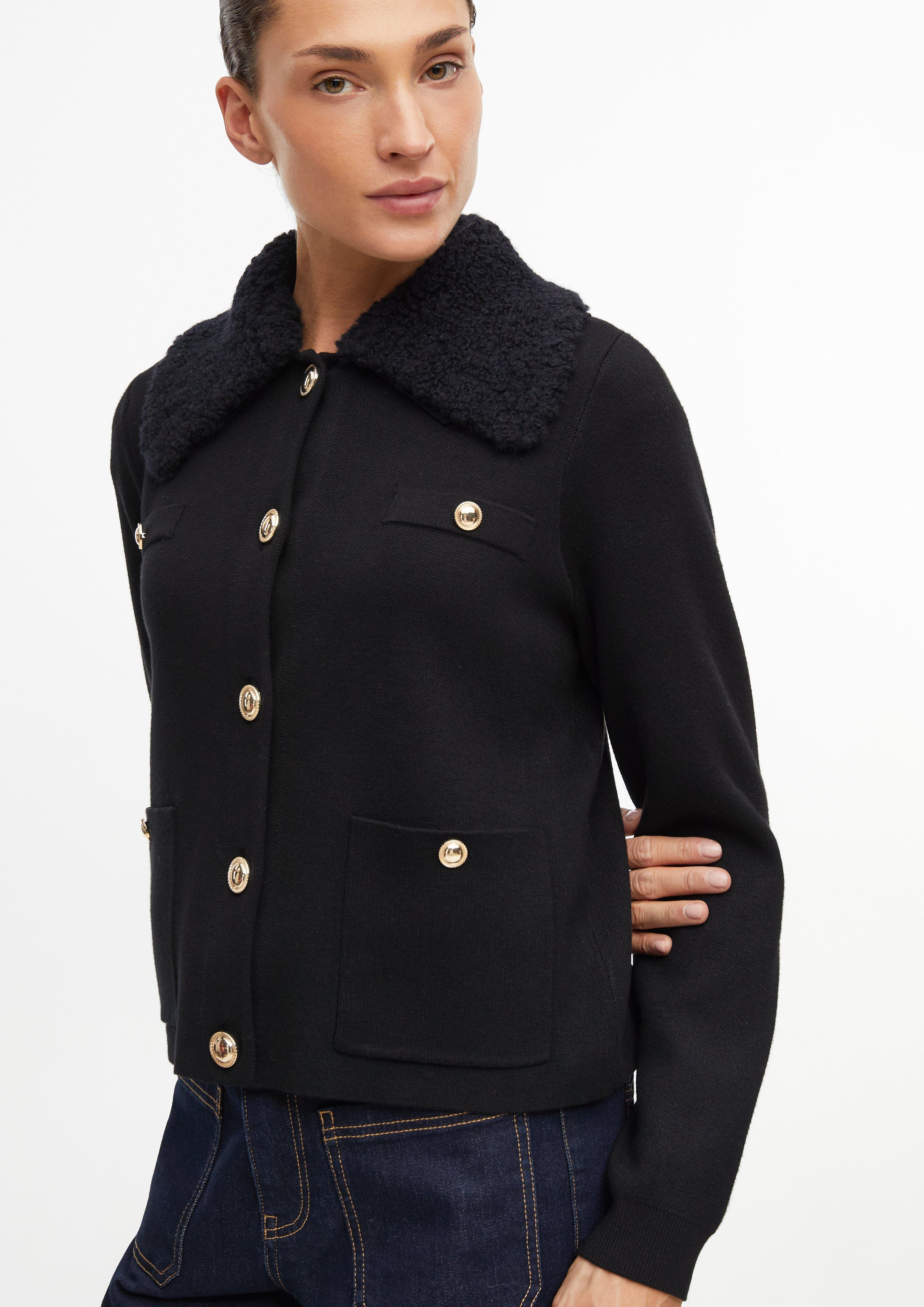 Femmes Veste en tricot en noir de s.Oliver BLACK LABEL
