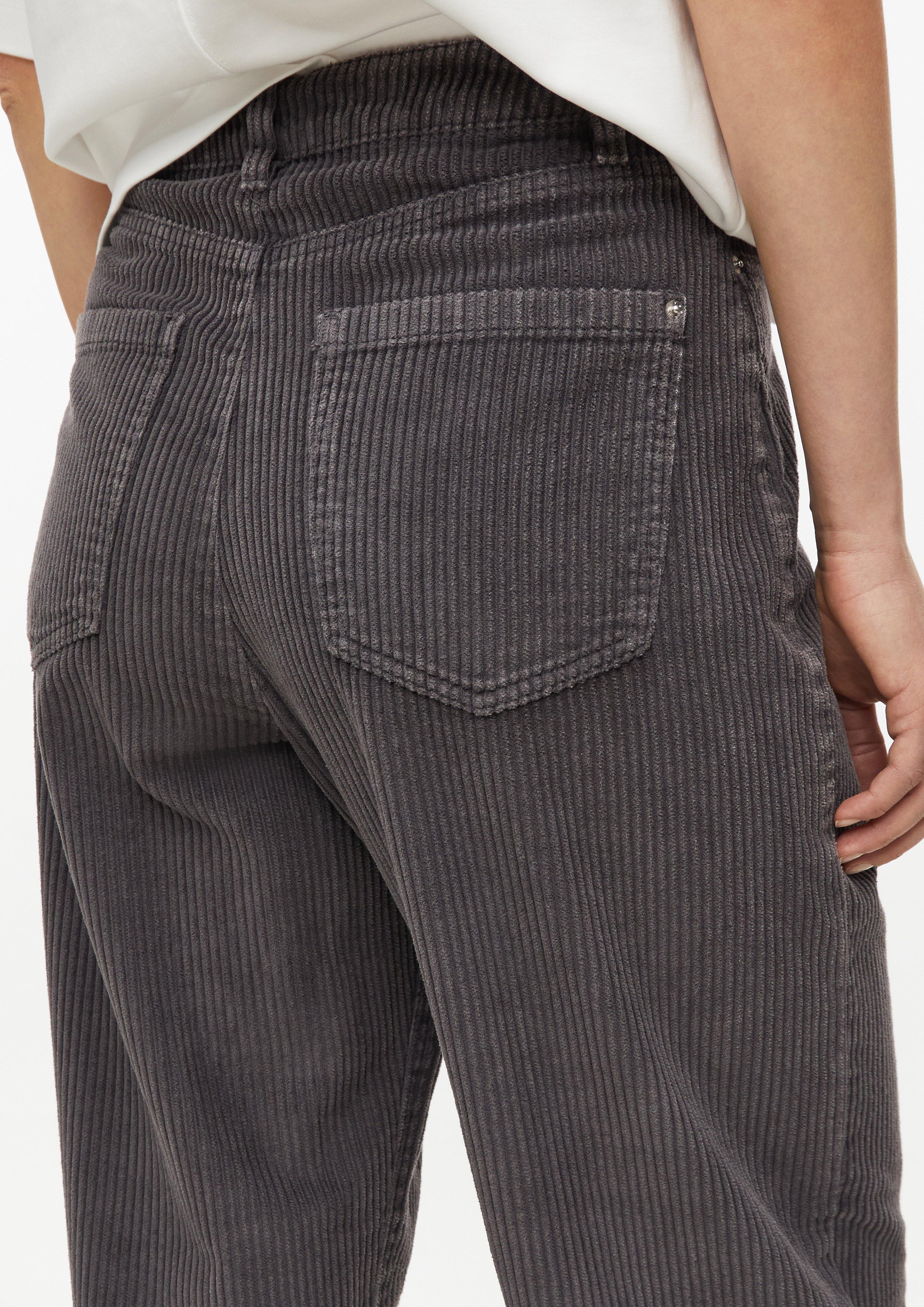 Damen Ankle-Cordhose mit Barrel Leg in grau von s.Oliver