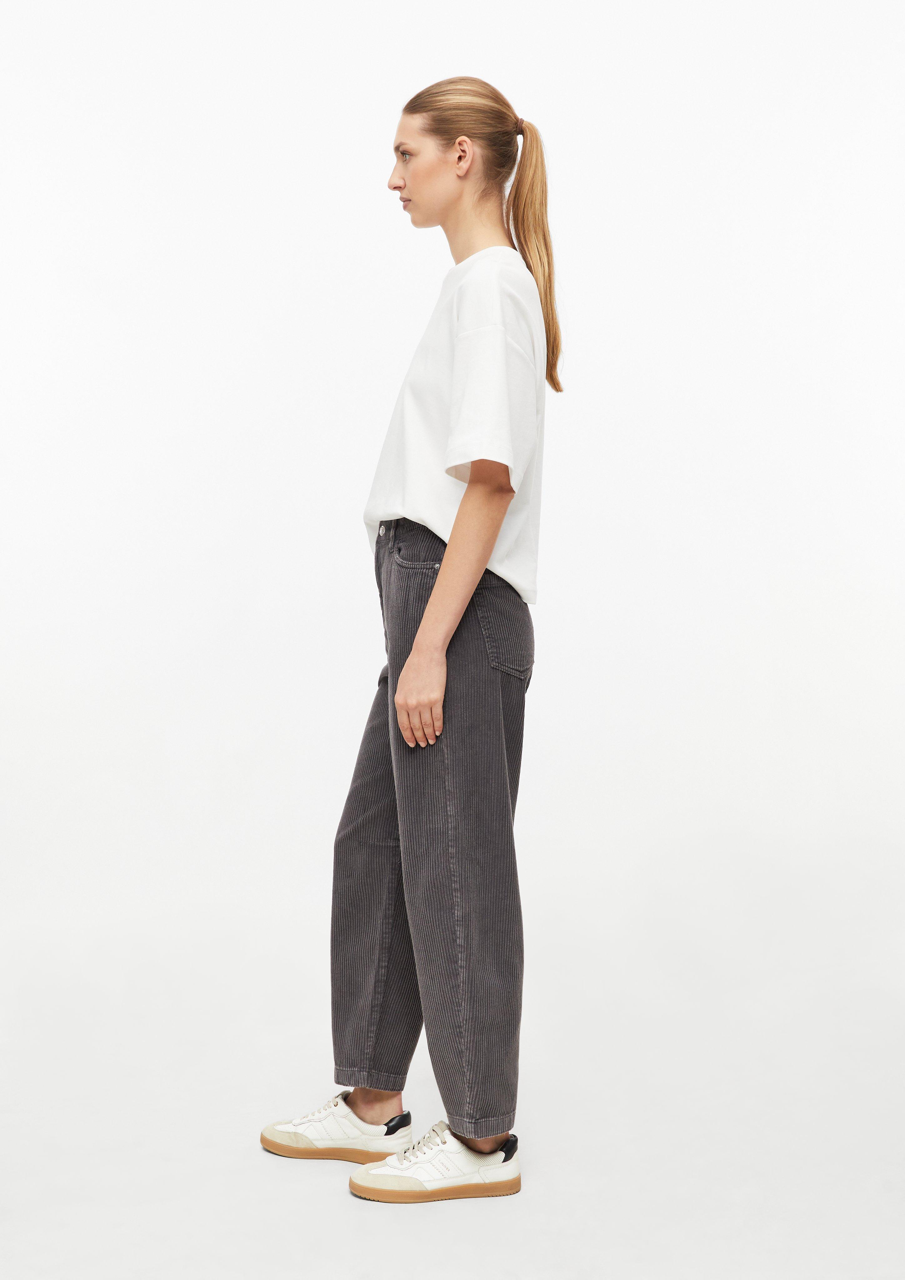 Damen Ankle-Cordhose mit Barrel Leg in grau von s.Oliver