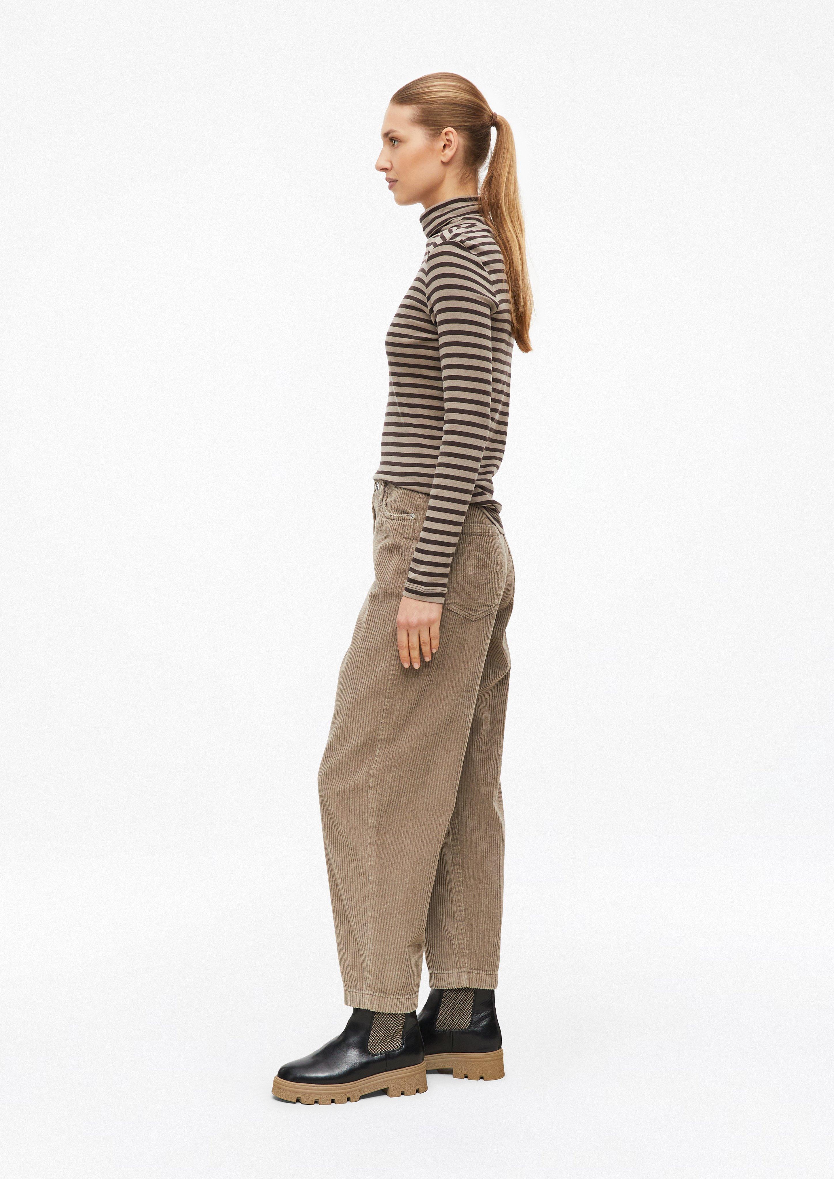 Women Ankle-length corduroy pants with barrel legs in brown by s.Oliver