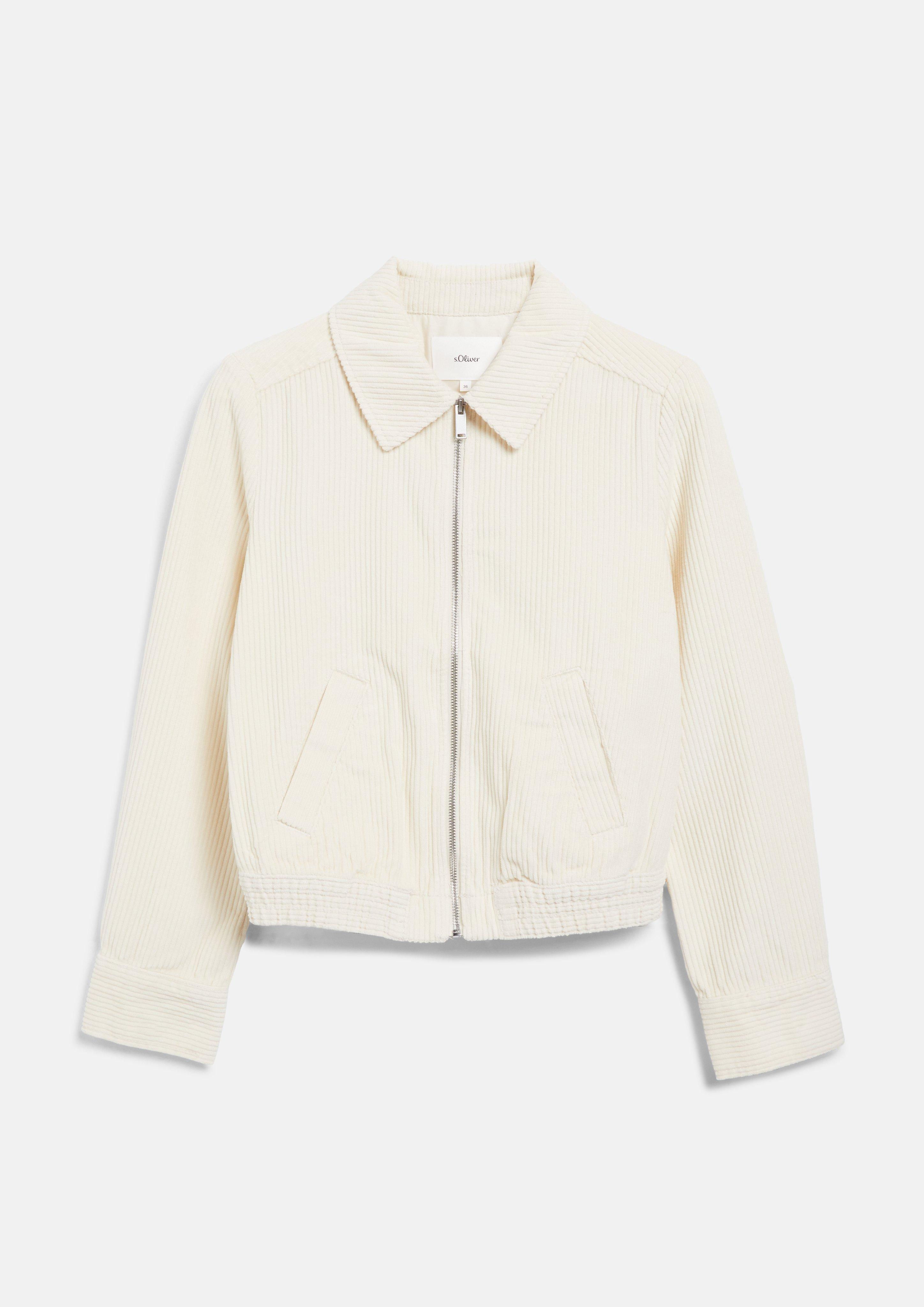 Femmes Veste en velours côtelé avec taille élastiquée en crème de s.Oliver