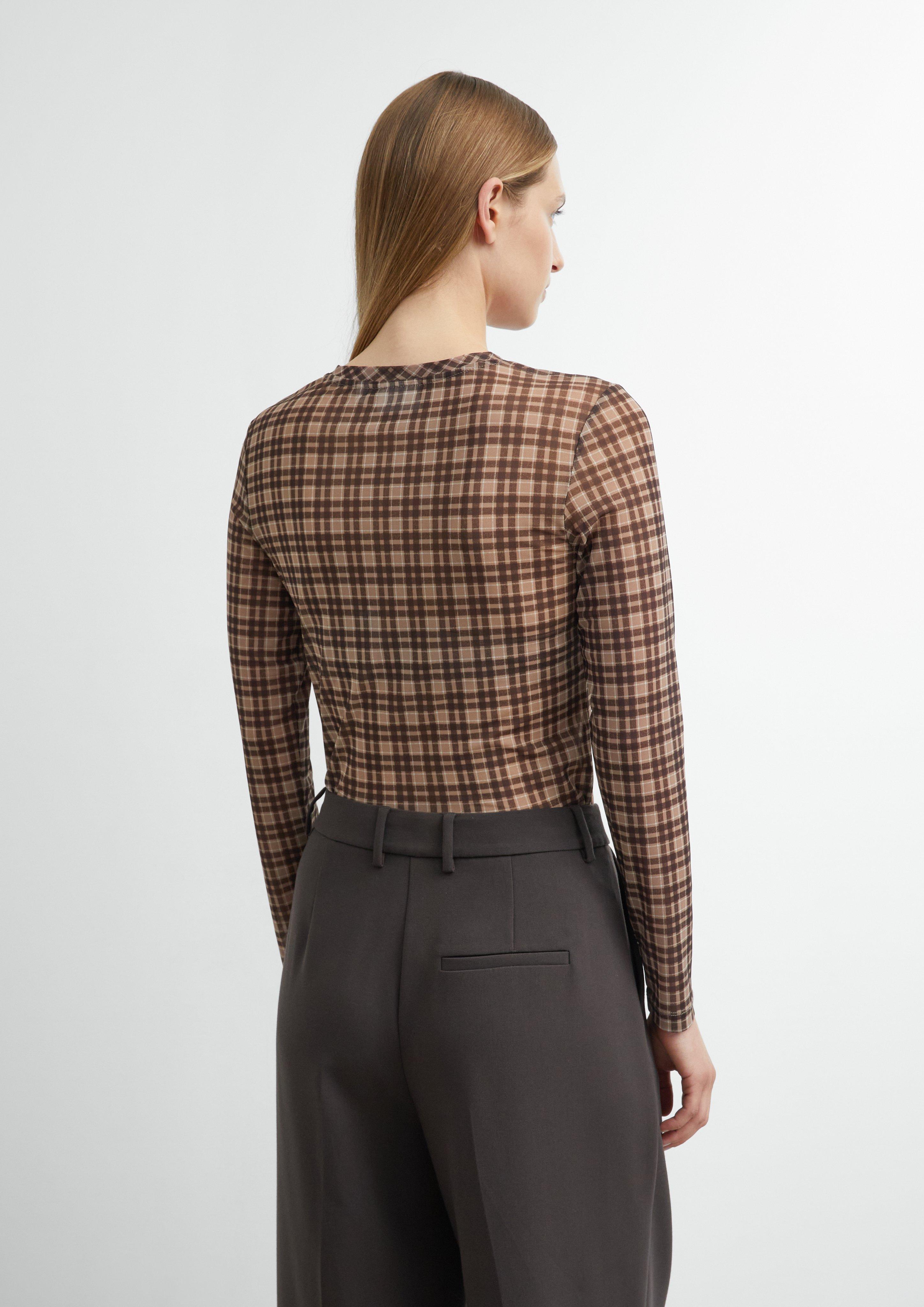 Longsleeve aus Mesh in braun von COMMA